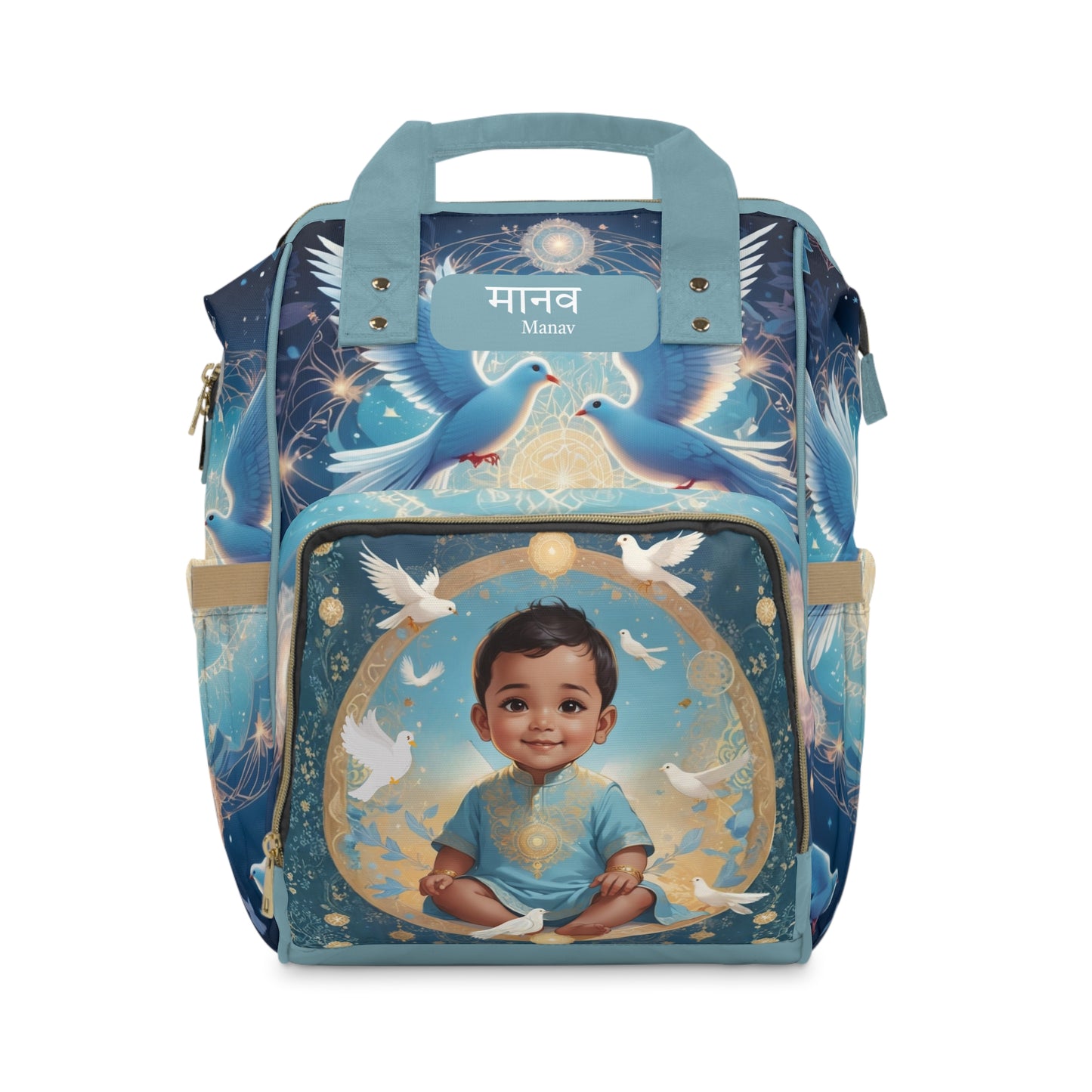 Manav India Baby Bag – Personalized Peace & Dove Design
