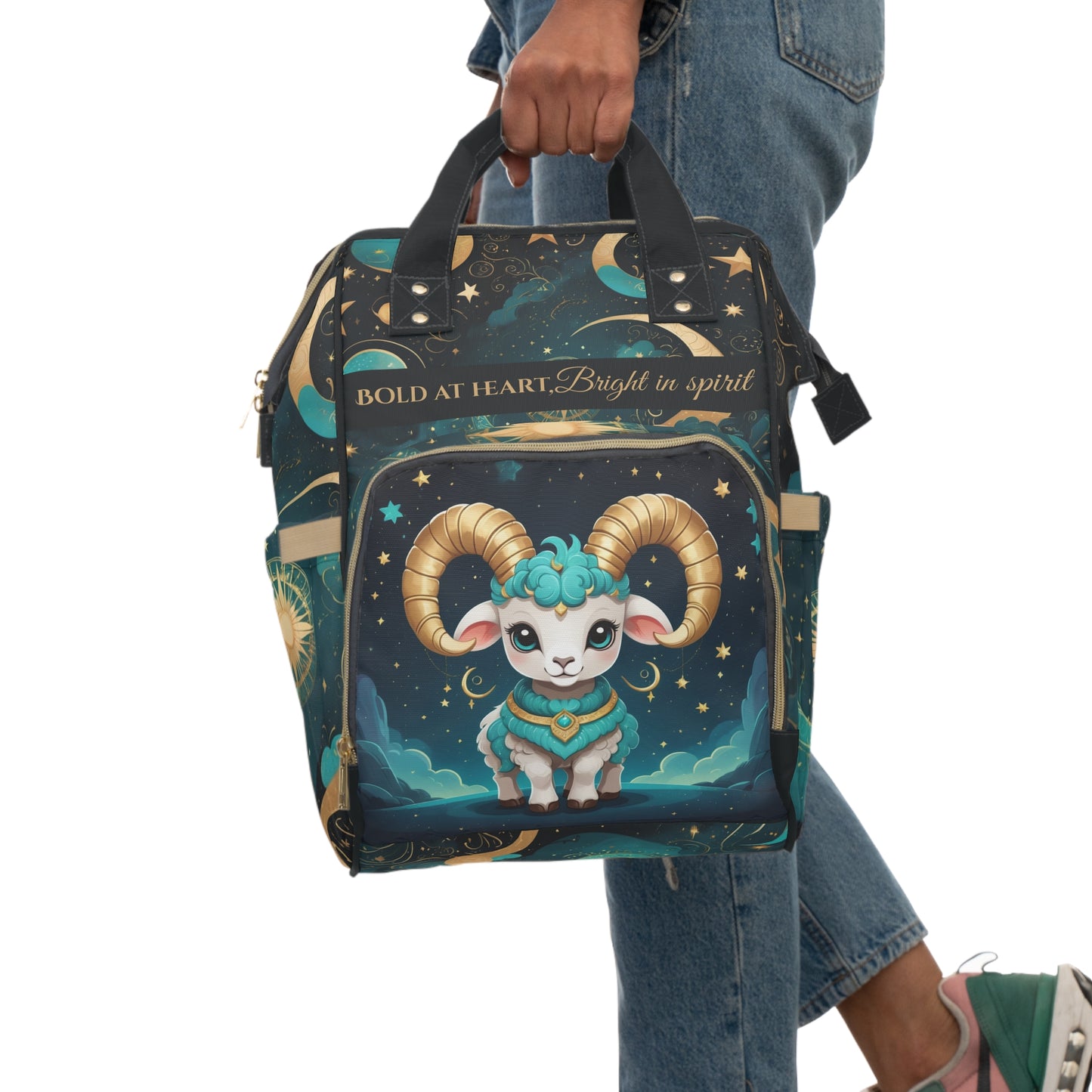 Boys Zodiac Backpack Aries | Personalized Baby Boy Bag with Aries Ram & Zodiac Quote | Unique Astrology Baby Shower Gift