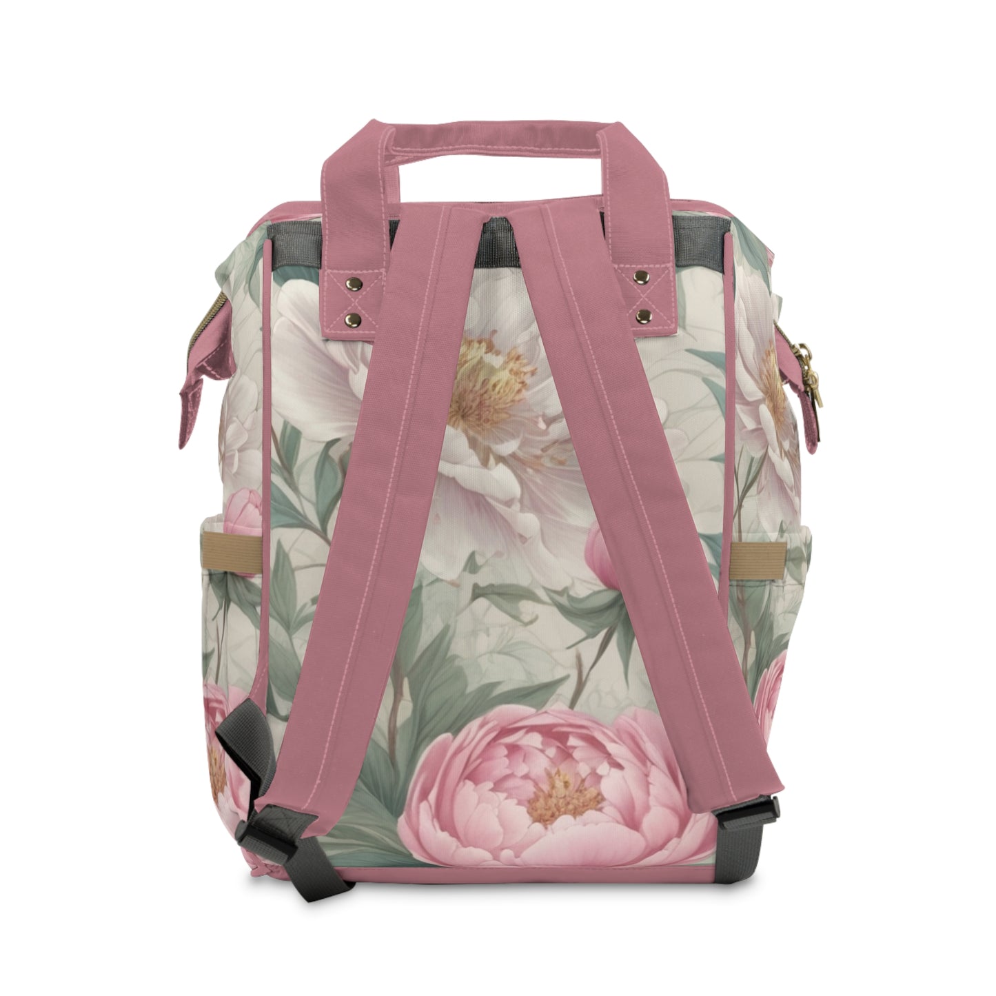 Girls Diaper Bag Personalized Farsi Baby Bag White Kitten Floral Garden Pastel Design