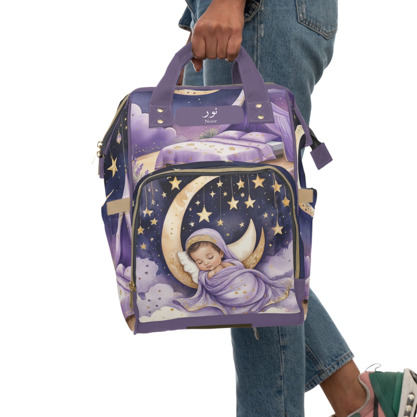 Noor Baby Bag – Personalized Arabic Moon & Stars