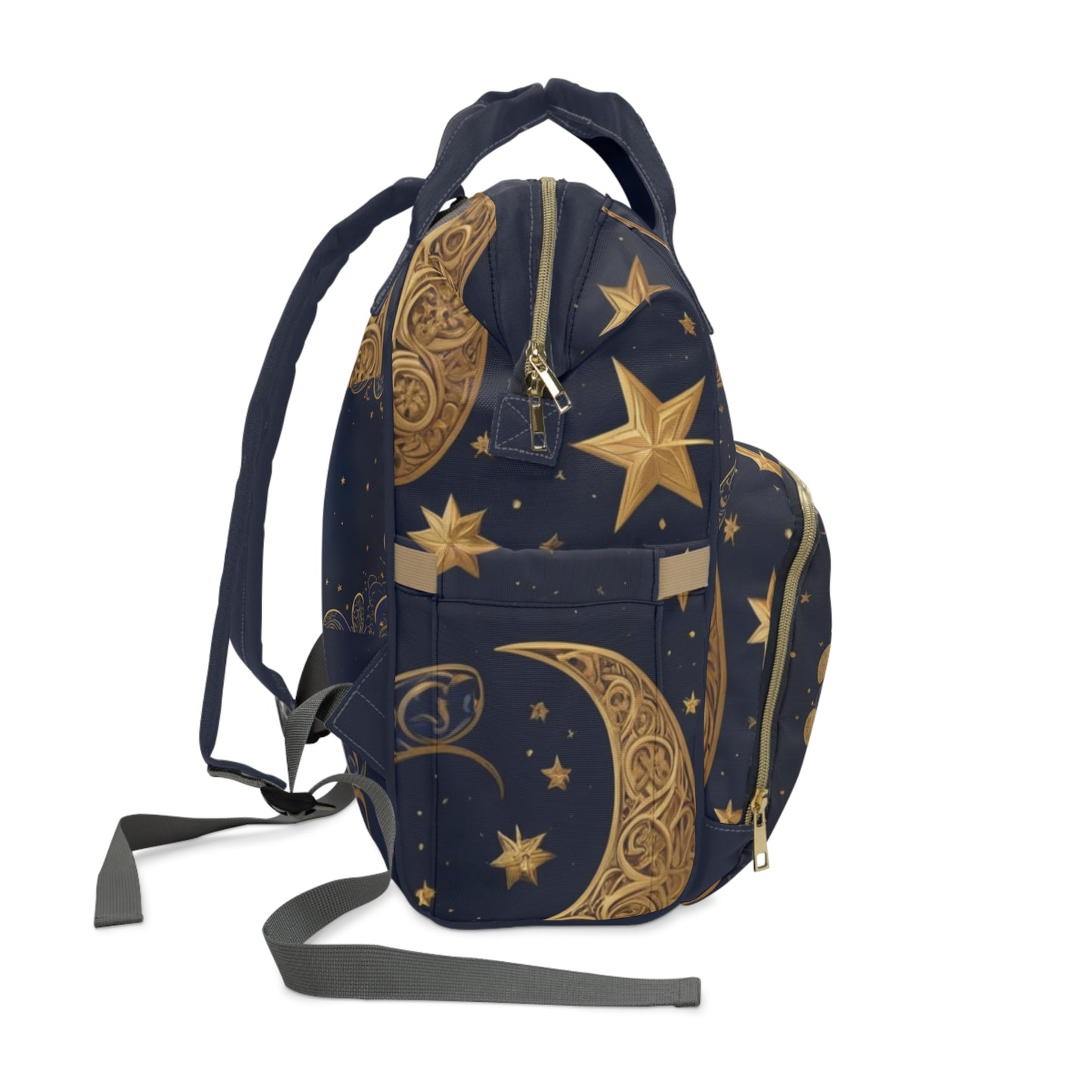 Boys Diaper Bag Personalized Arabic Baby Bag Qamari My Moon Gold Navy Moon and Stars