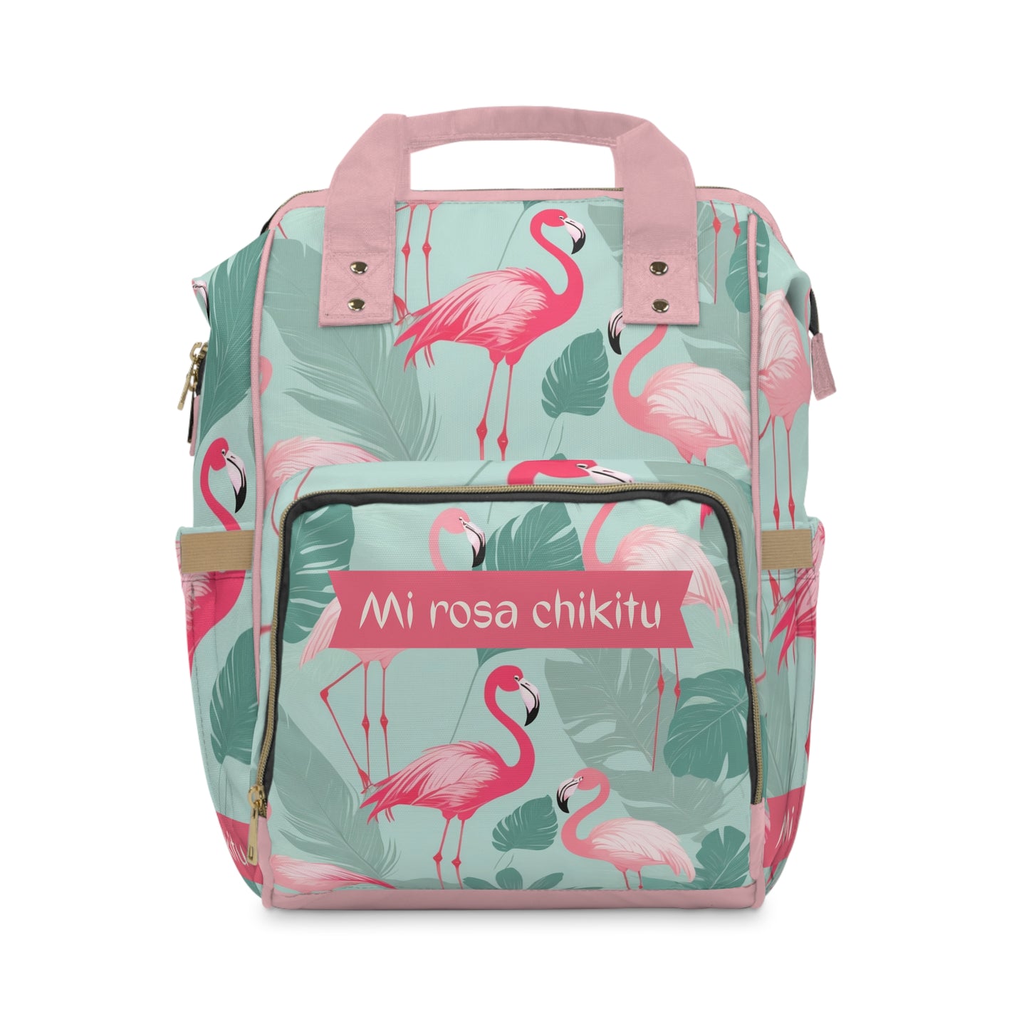 Girls Diaper Bag Personalized Tropical Baby Bag Pink Flamingo Waterproof Backpack