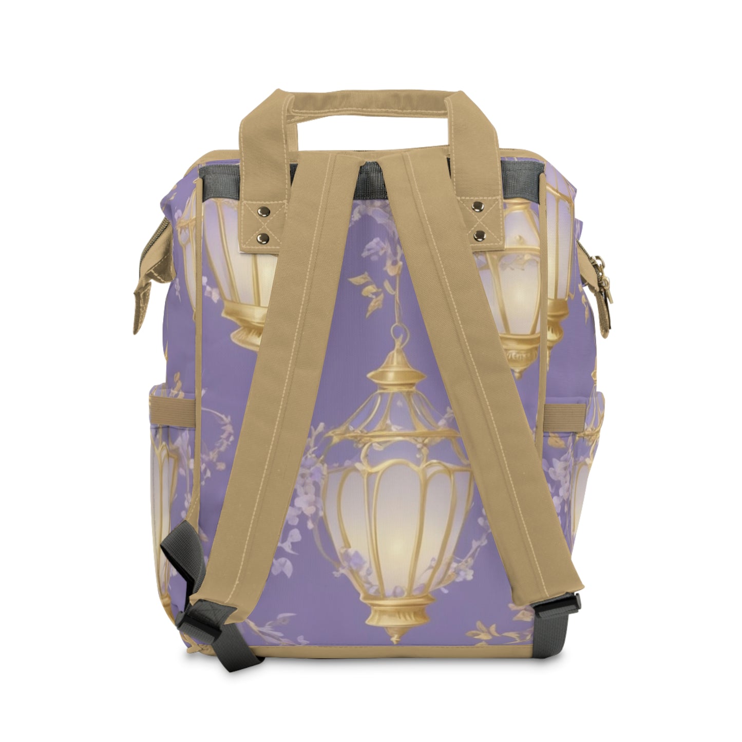 Girls Diaper Bag Personalized Arabic Baby Bag Qamari Lantern Purple and Gold Moon Design