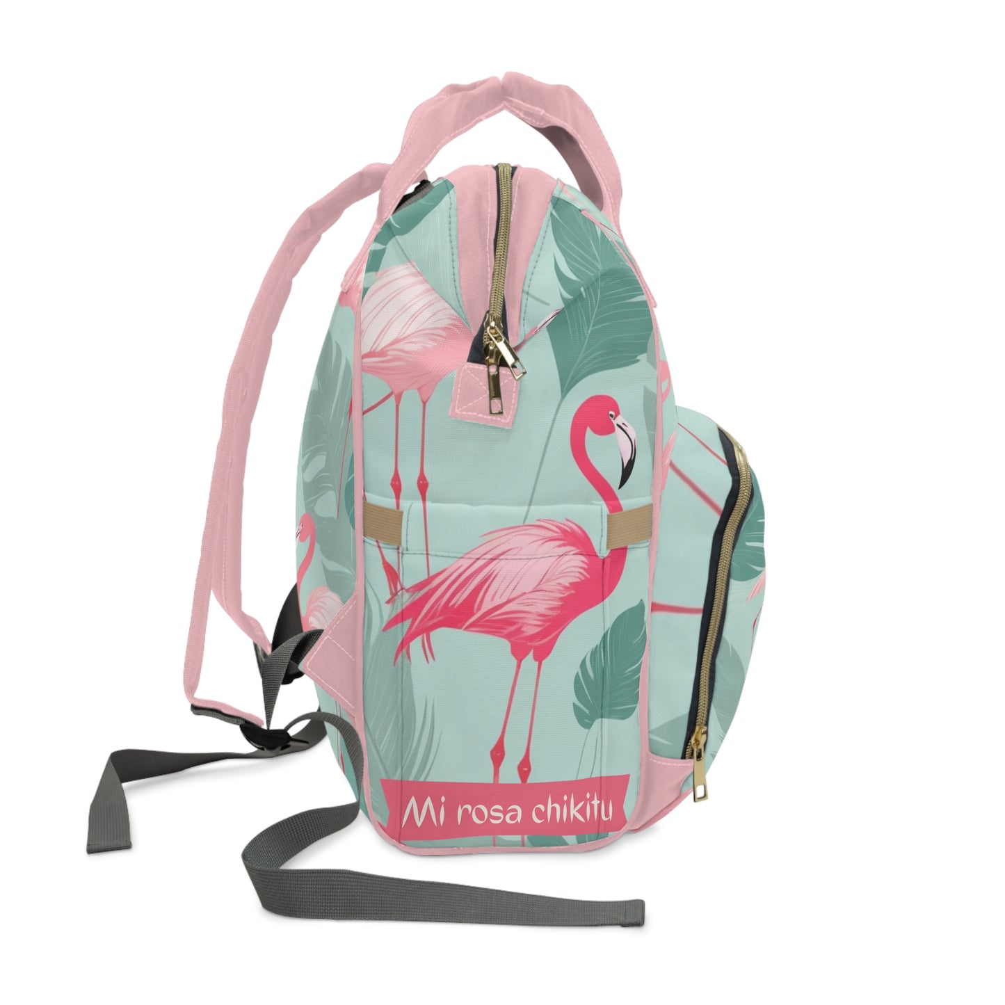 Girls Diaper Bag Personalized Tropical Baby Bag Pink Flamingo Waterproof Backpack