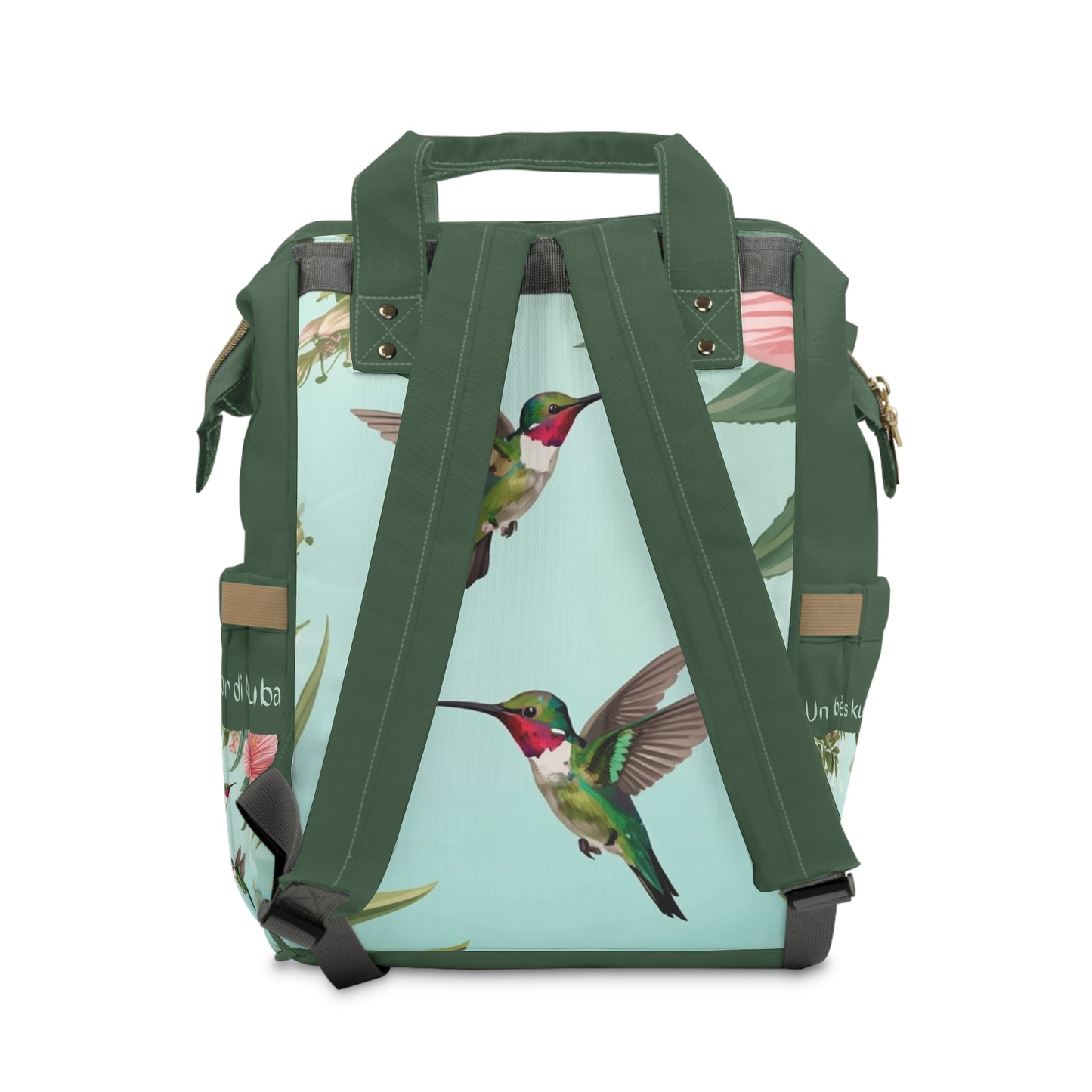 Girls Diaper Bag Personalized Aruba Baby Bag Hummingbird Flowers Waterproof Backpack