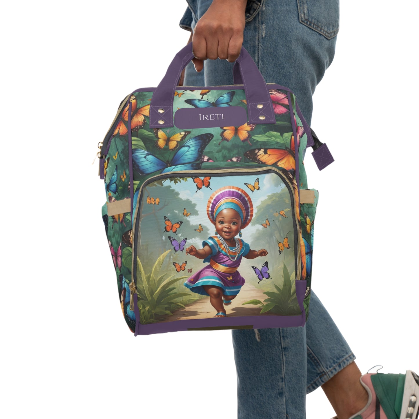 Girls African Diaper Bag – Yoruba Butterfly Princess Ireti