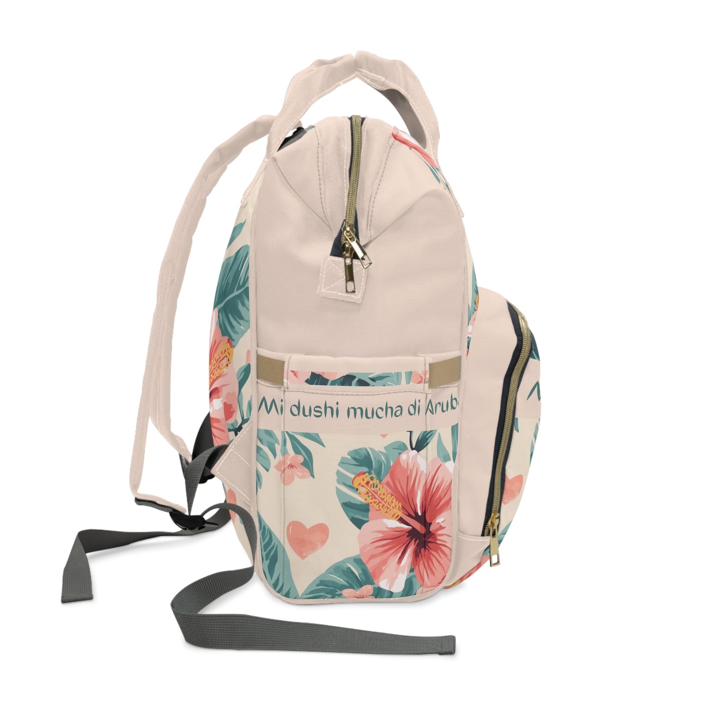 Girls Diaper Bag Personalized Aruba Baby Bag Tropical Hibiscus Waterproof Backpack