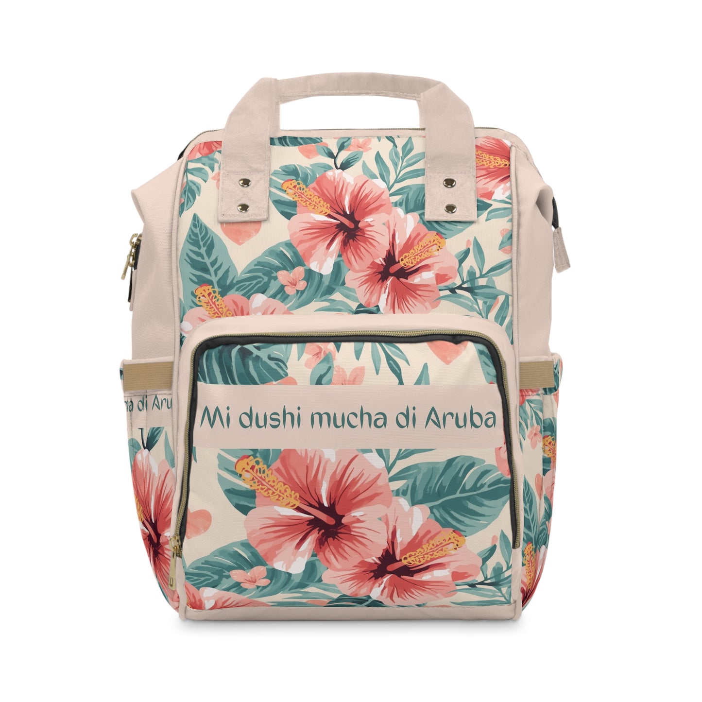 Girls Diaper Bag Personalized Aruba Baby Bag Tropical Hibiscus Waterproof Backpack
