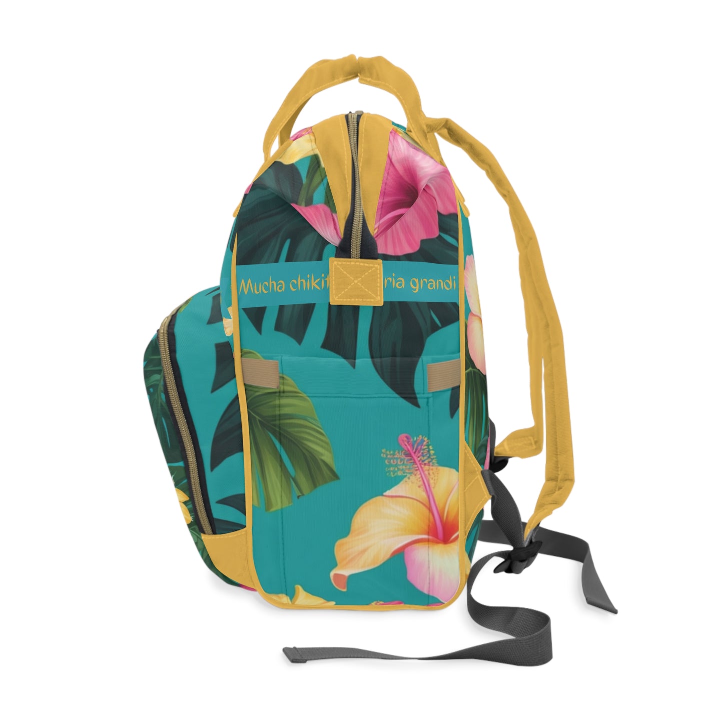 Girls Diaper Bag Personalized Aruba Baby Bag Tropical Parrot Hibiscus Waterproof Backpack