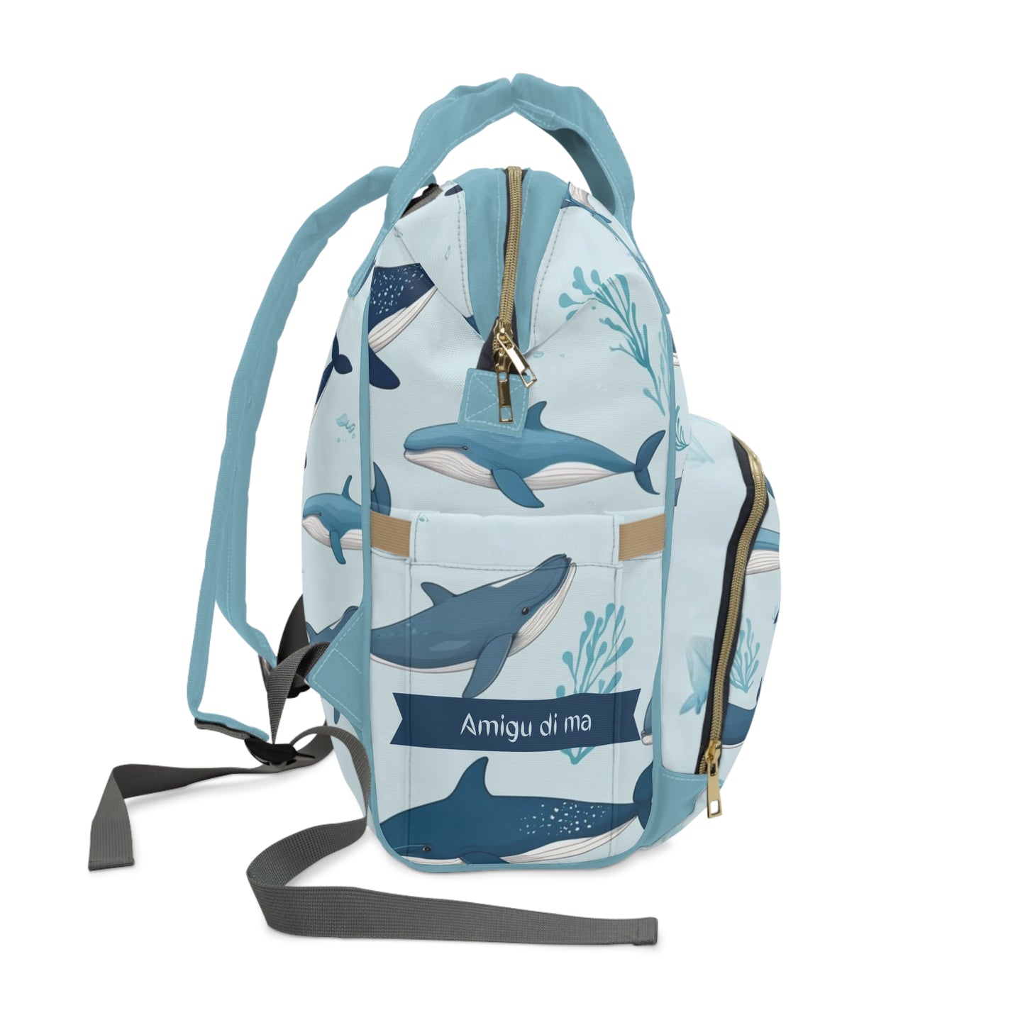 Boys Diaper Bag Personalized Aruba Baby Bag Whale Ocean Friends Waterproof Backpack