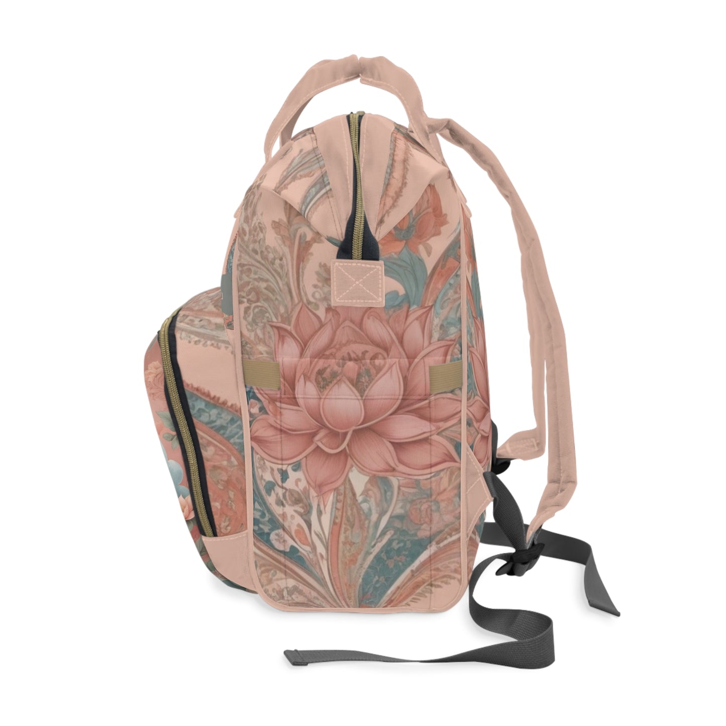 Girls Diaper Bag Personalized Farsi Baby Bag Sleeping Lamb Persian Princess Pink Floral Lotus Clouds