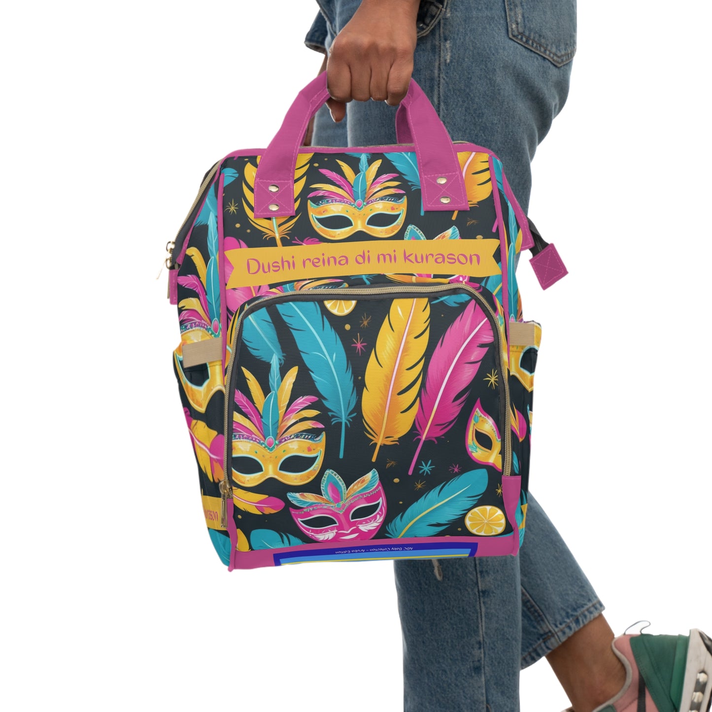 Girls Diaper Bag Personalized Aruba Baby Bag Carnival Feather Mask Waterproof Backpa