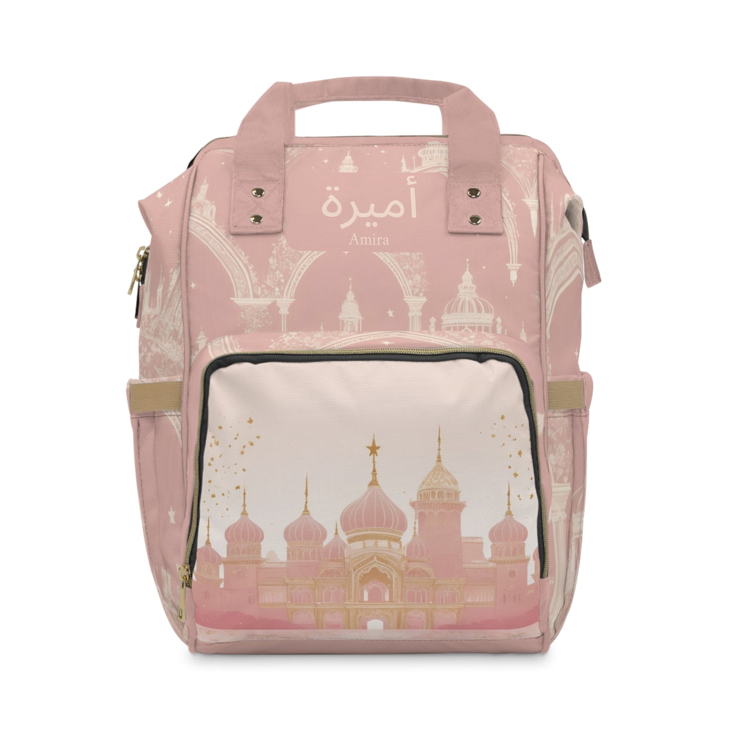 Girls Diaper Bag Personalized Arabic Baby Bag Amira Princess Pink Design