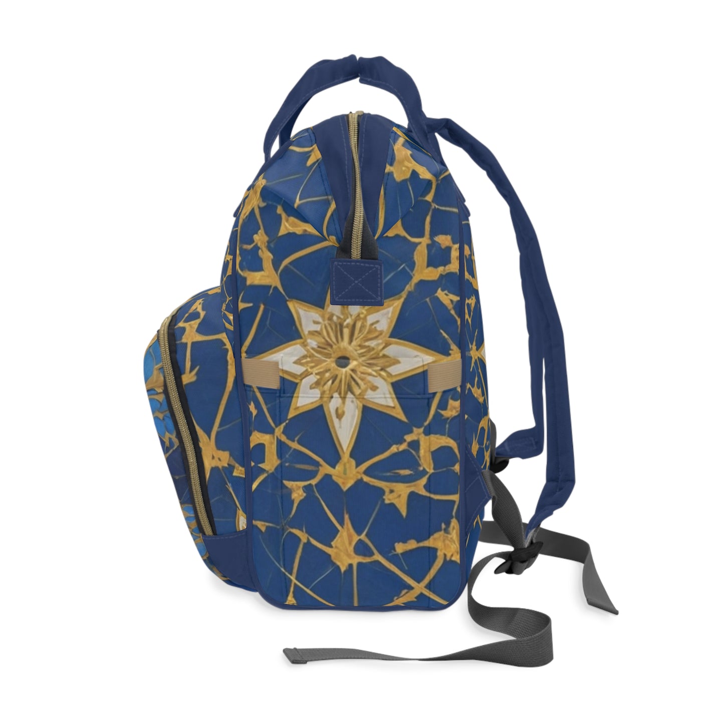 Boys Diaper Bag Personalized Arabic Baby Bag Al Ghali My Precious Gold and Navy Mosaic Design