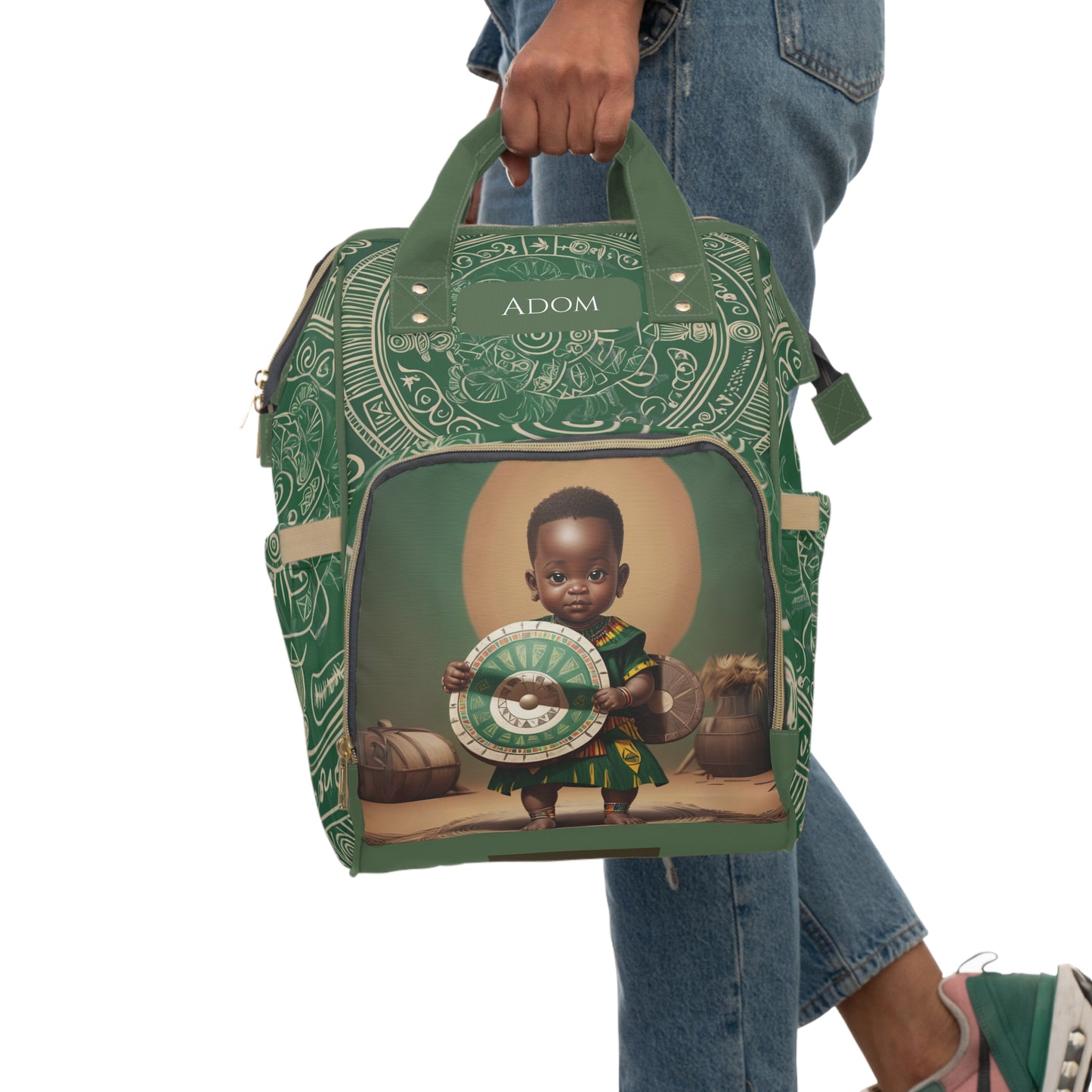 Boys Ghanaian Kente – Shield Warrior Prince Diaper Bag (Adom Edition)