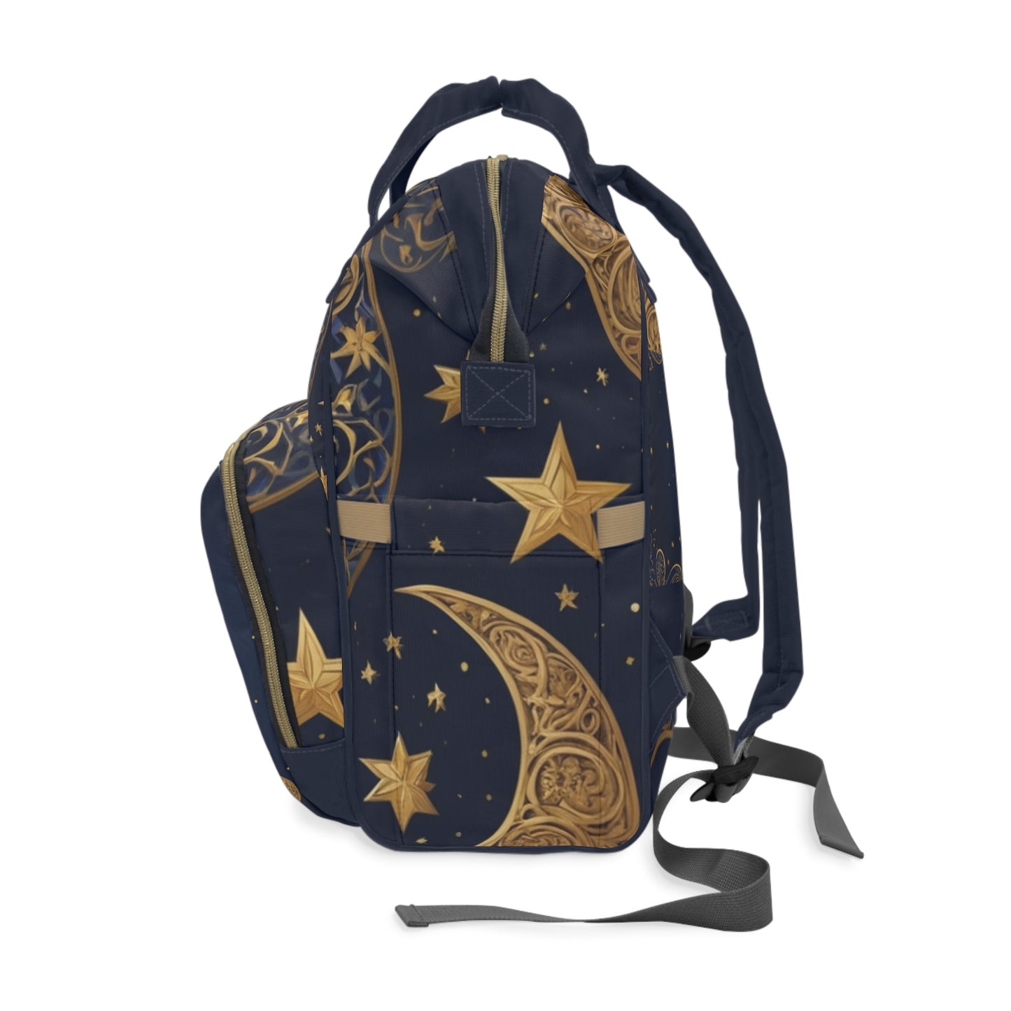 Boys Diaper Bag Personalized Arabic Baby Bag Qamari My Moon Gold Navy Moon and Stars