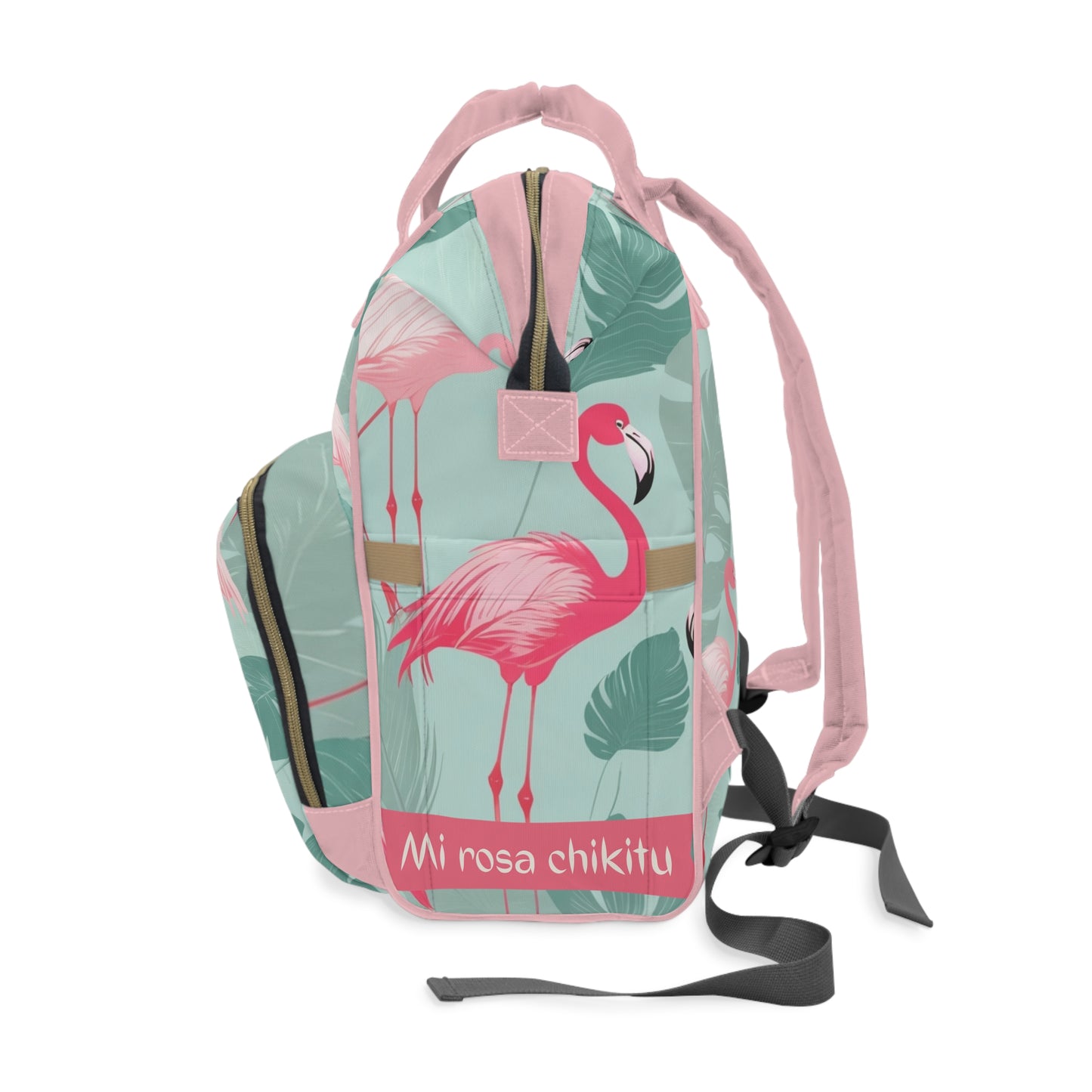 Girls Diaper Bag Personalized Tropical Baby Bag Pink Flamingo Waterproof Backpack