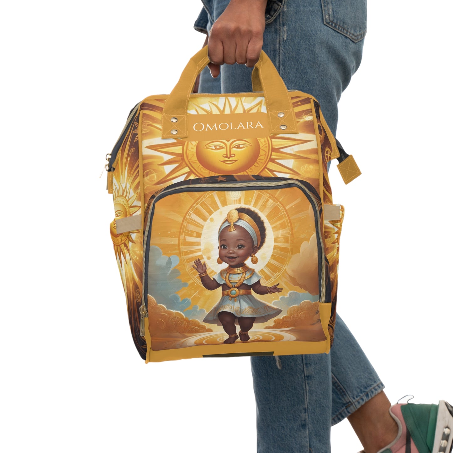 Girls African Diaper Bag – Yoruba Sun Princess Omolara