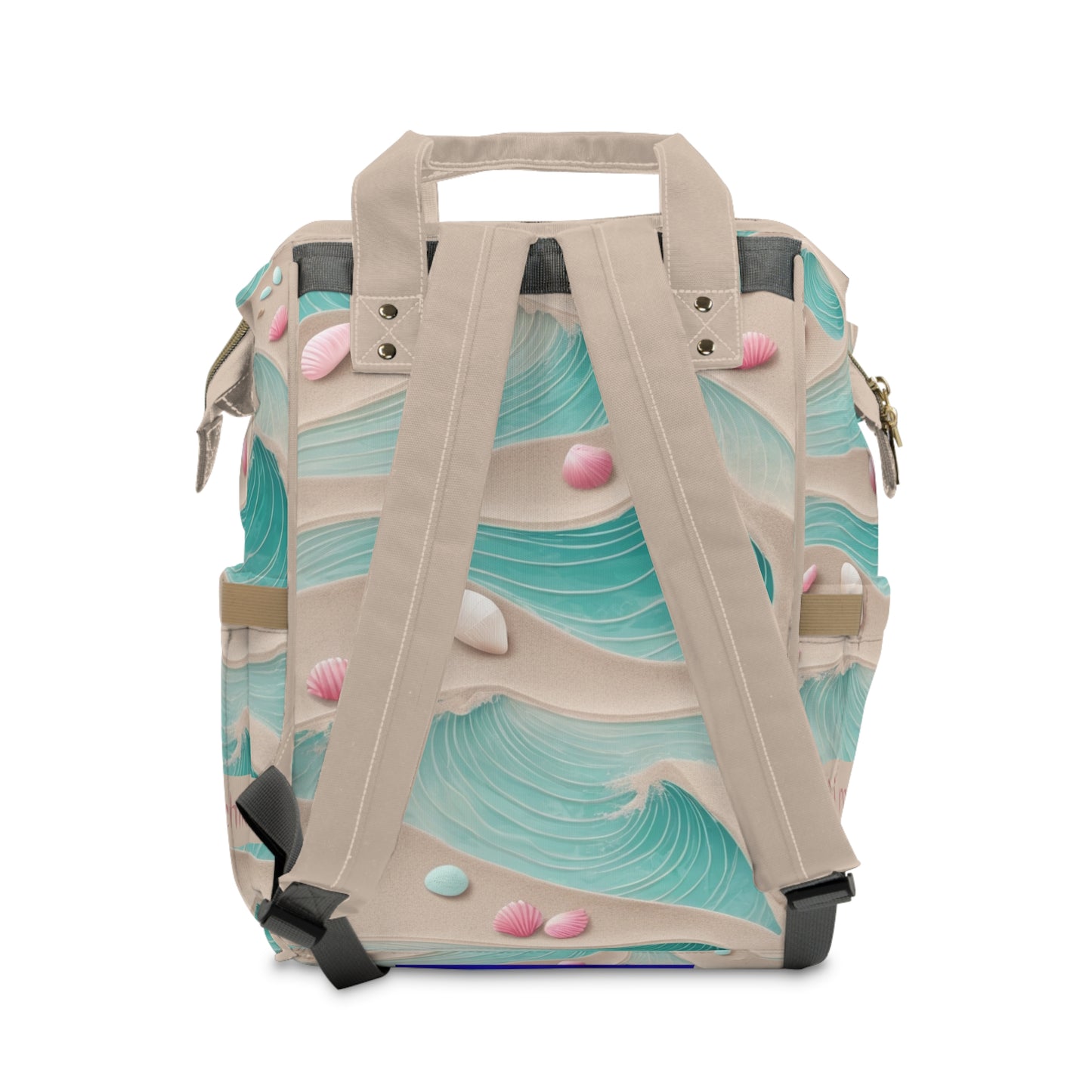 Girls Diaper Bag Personalized Ocean Baby Bag Wave and Seashell Waterproof Backpack