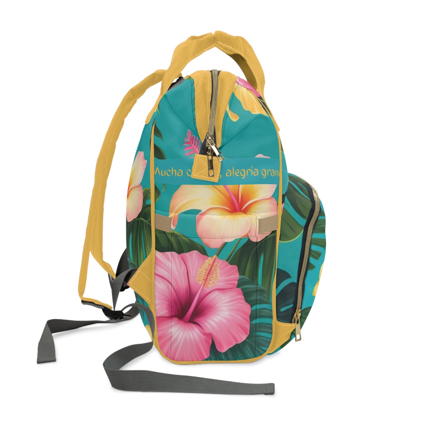 Girls Diaper Bag Personalized Aruba Baby Bag Tropical Parrot Hibiscus Waterproof Backpack