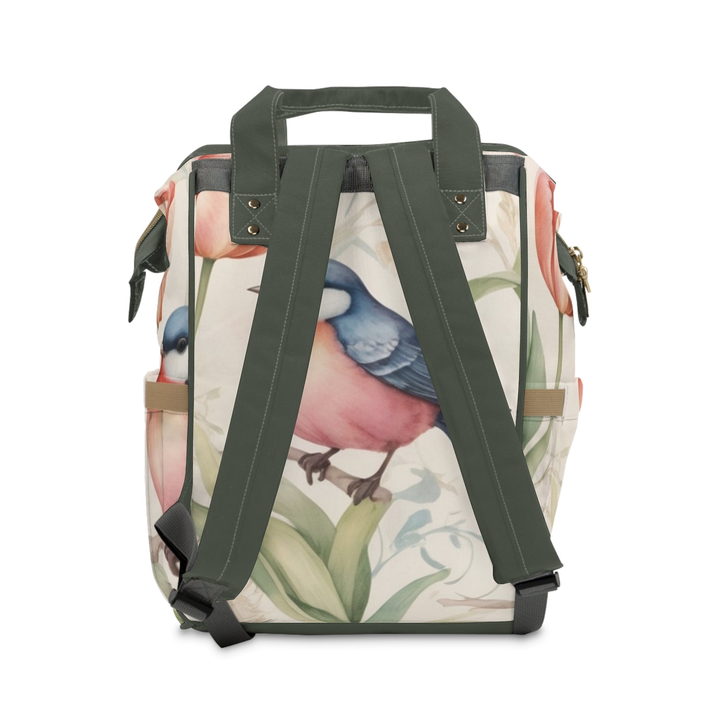 Girls Diaper Bag Personalized Farsi Baby Bag Sleeping Girl Birds and Tulips Design