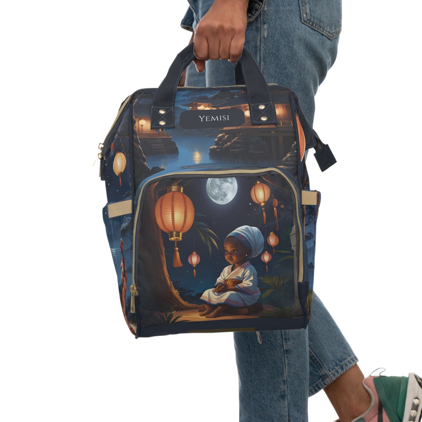 Girls African Diaper Bag – Yoruba Moon Princess Yemisi