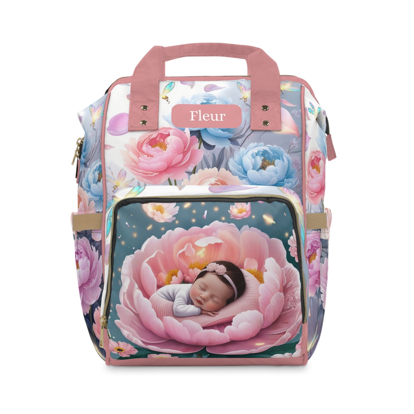 Fleur Peony Dreamer Baby Bag 🌺 Personalized Pink Diaper Bag