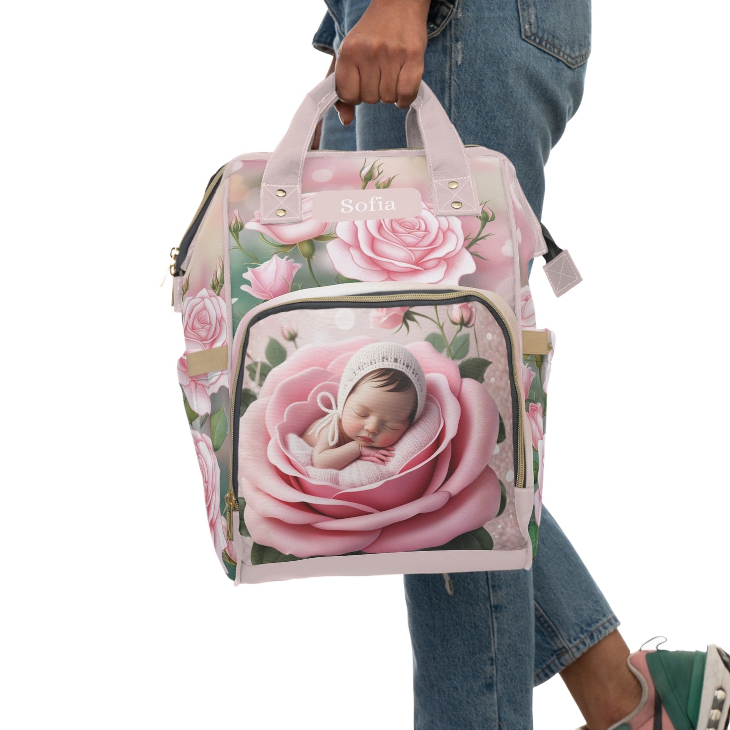 Sofia Rose Dreamer Baby Bag 🌸 Personalized Pink Diaper Bag