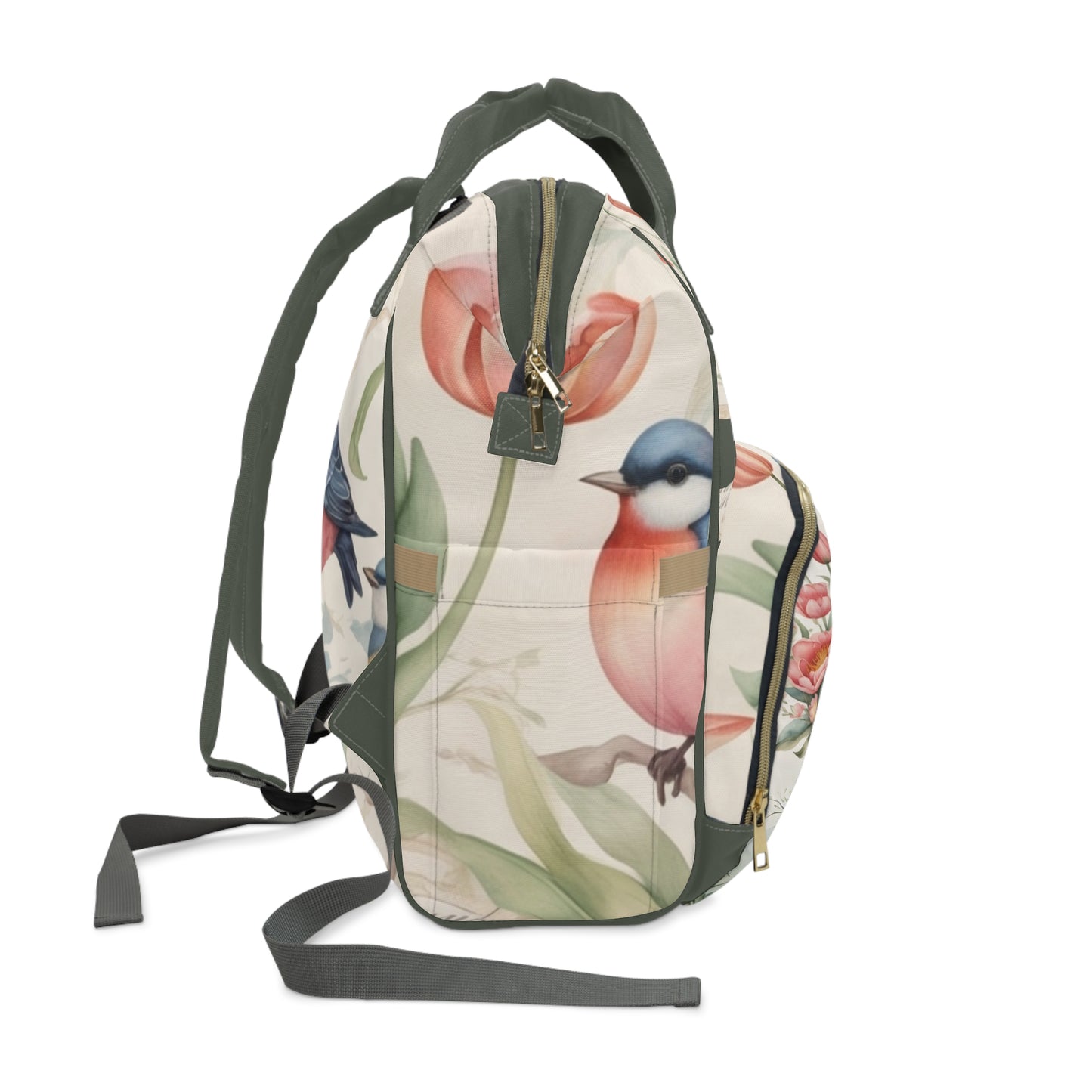 Girls Diaper Bag Personalized Farsi Baby Bag Sleeping Girl Birds and Tulips Design