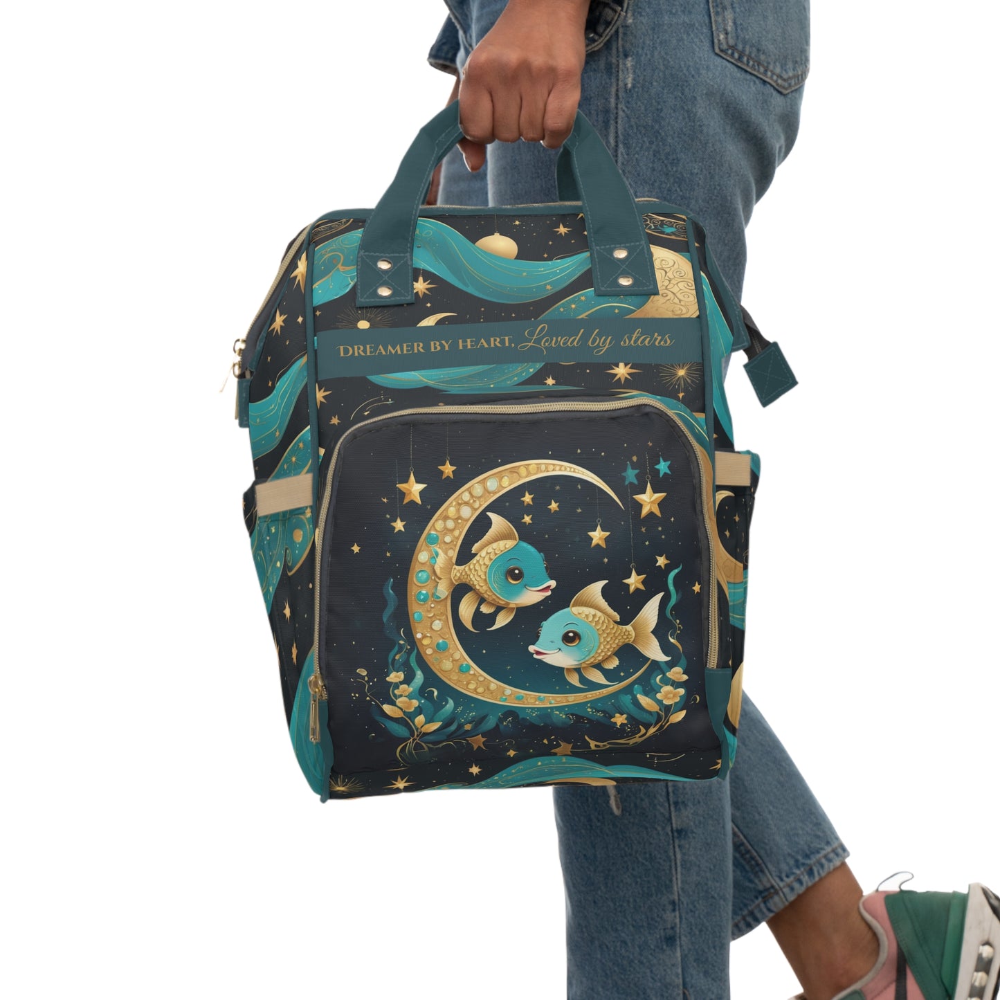Boys Zodiac Backpack Pisces | Personalized Baby Boy Bag with Fish & Zodiac Quote | Unique Astrology Baby Shower Gift
