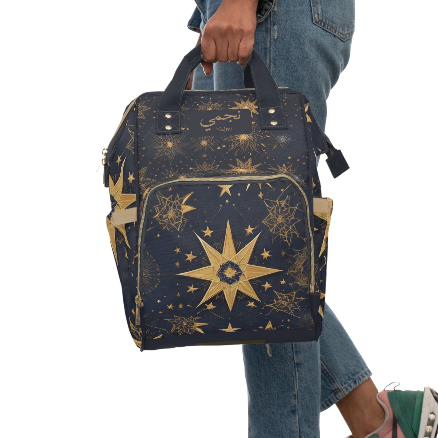 Boys Diaper Bag Personalized Arabic Baby Bag Najmi My Star Luxury Gold and Navy Pattern About This Item
