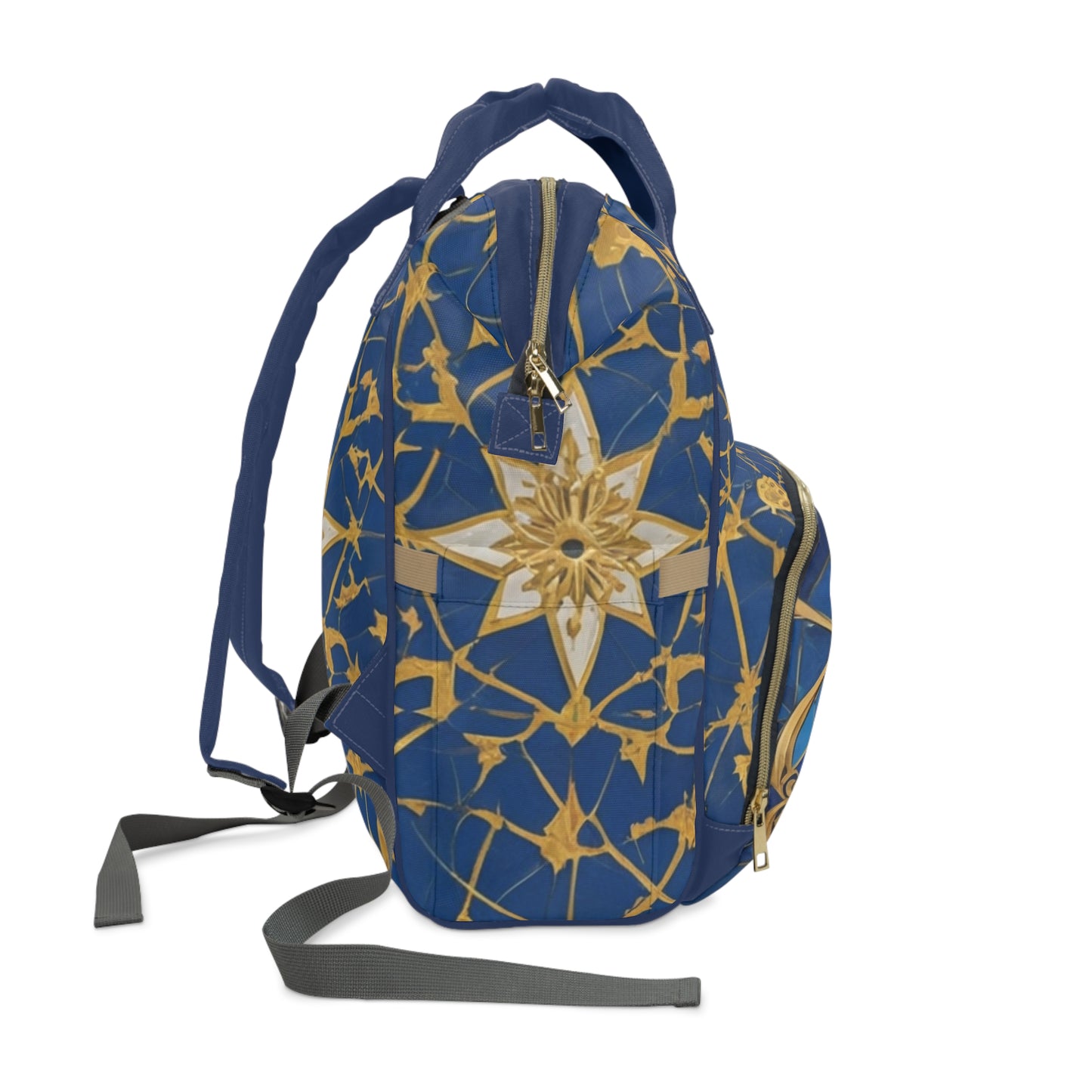 Boys Diaper Bag Personalized Arabic Baby Bag Al Ghali My Precious Gold and Navy Mosaic Design