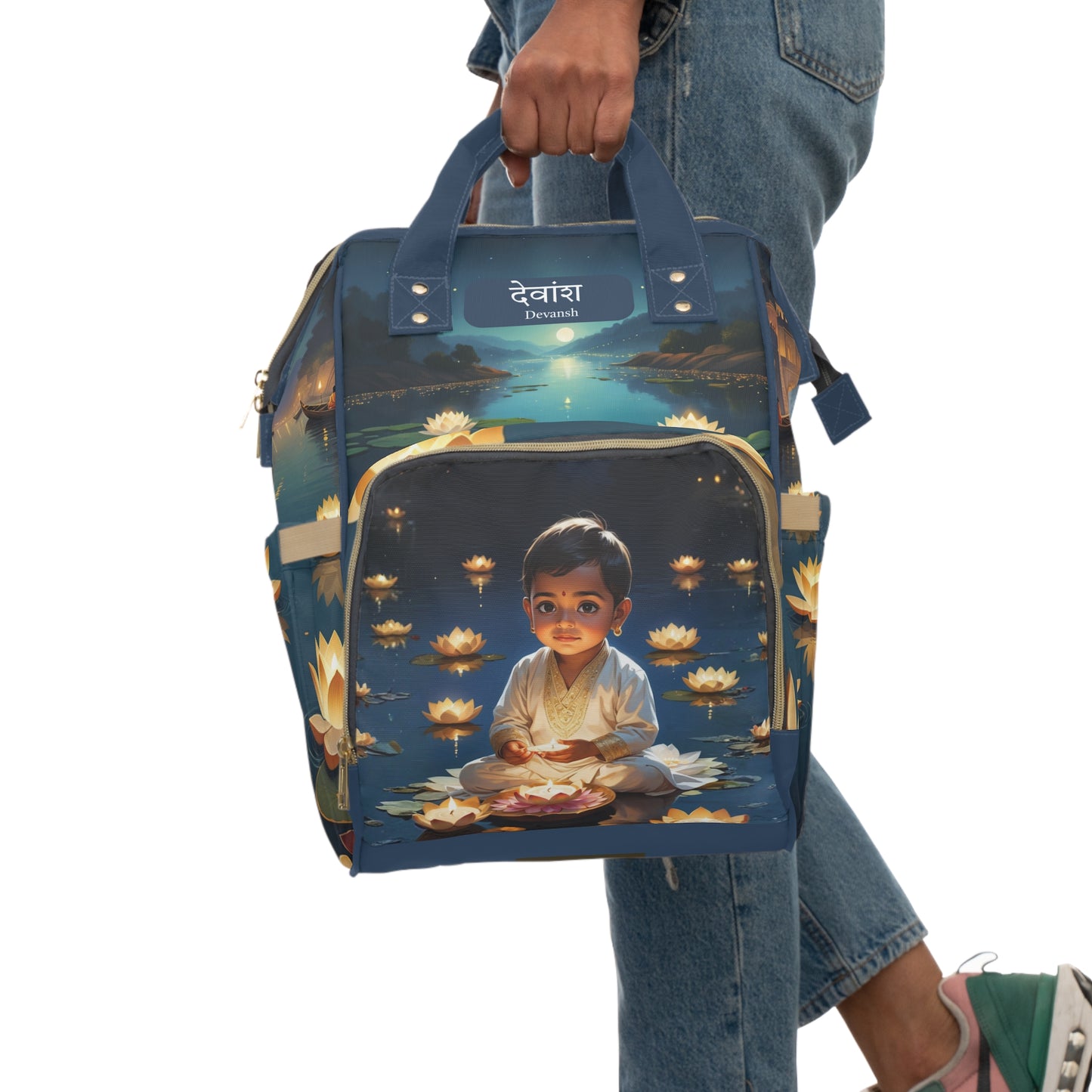 Devansh India Baby Bag – Personalized Lotus Moonlight Design