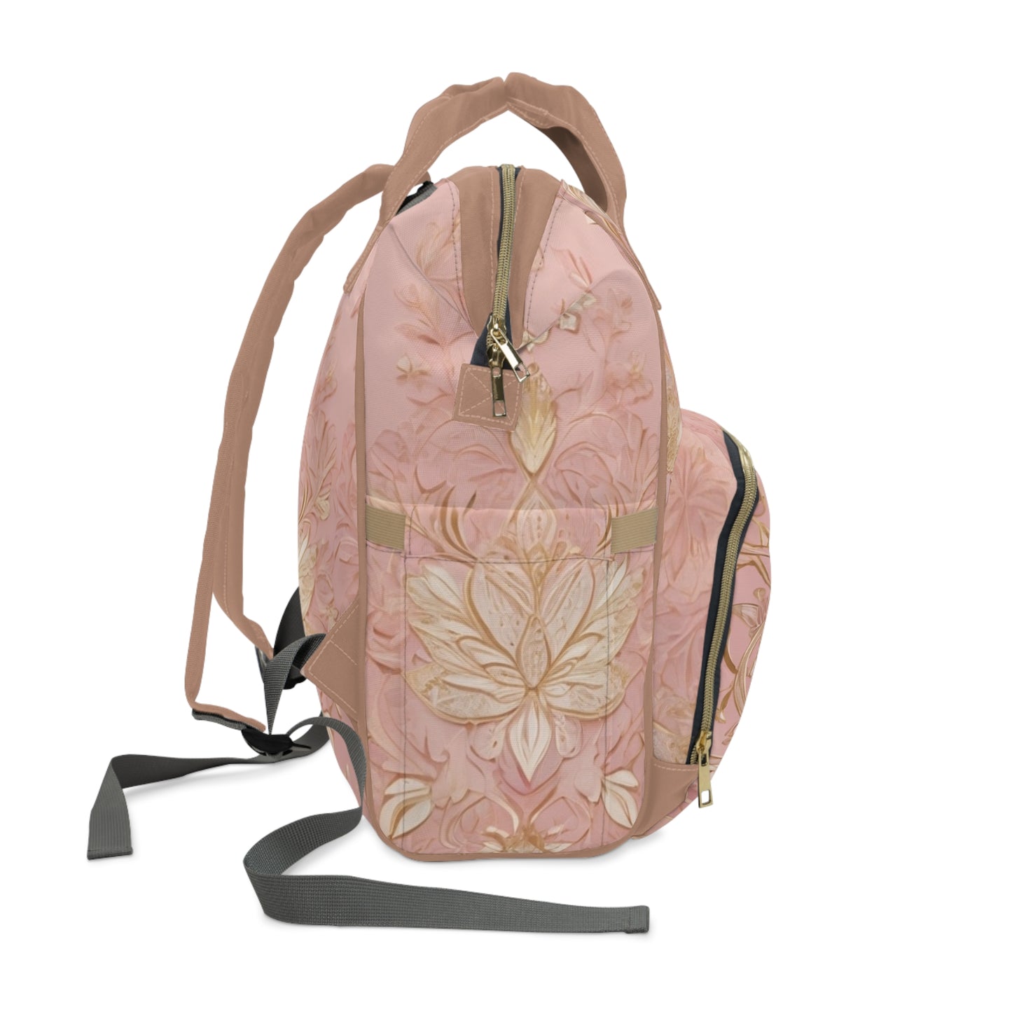 Girls Diaper Bag Habibti My Darling Blush Pink Gold Floral Personalized Arabic Backpack