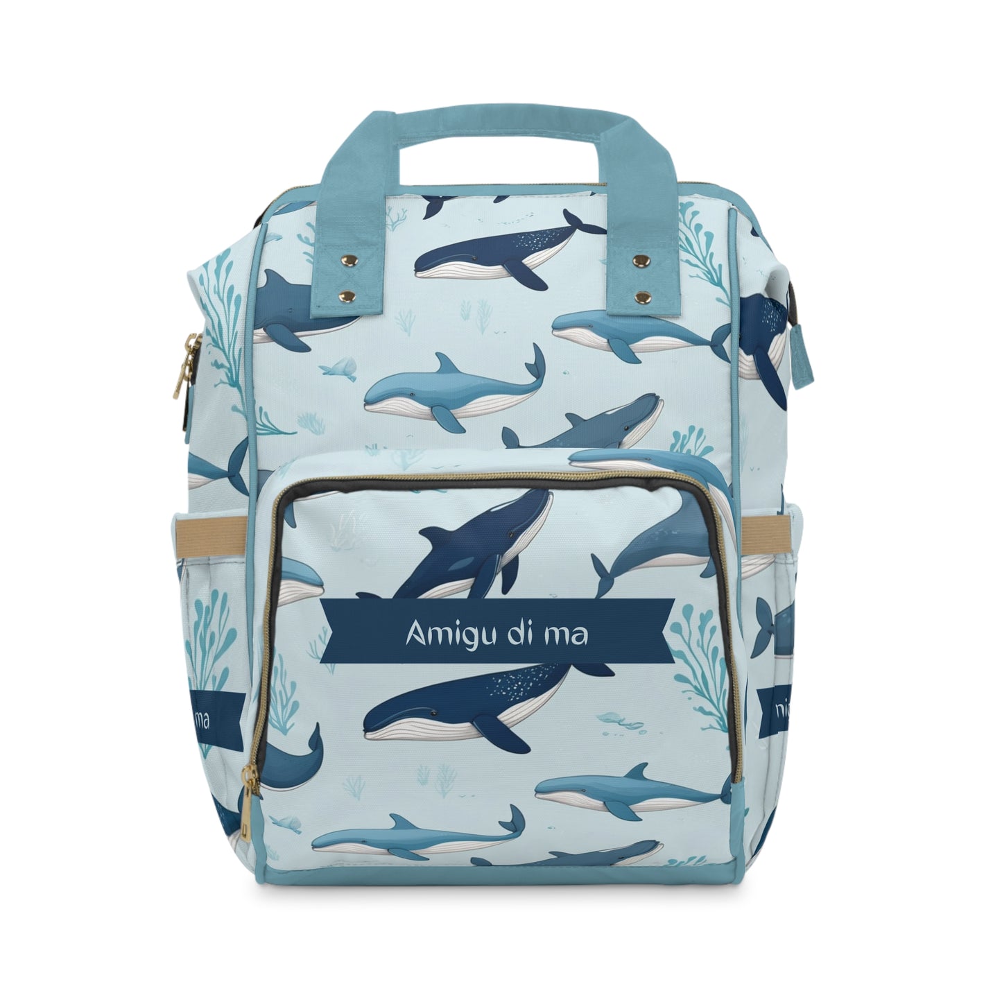 Boys Diaper Bag Personalized Aruba Baby Bag Whale Ocean Friends Waterproof Backpack