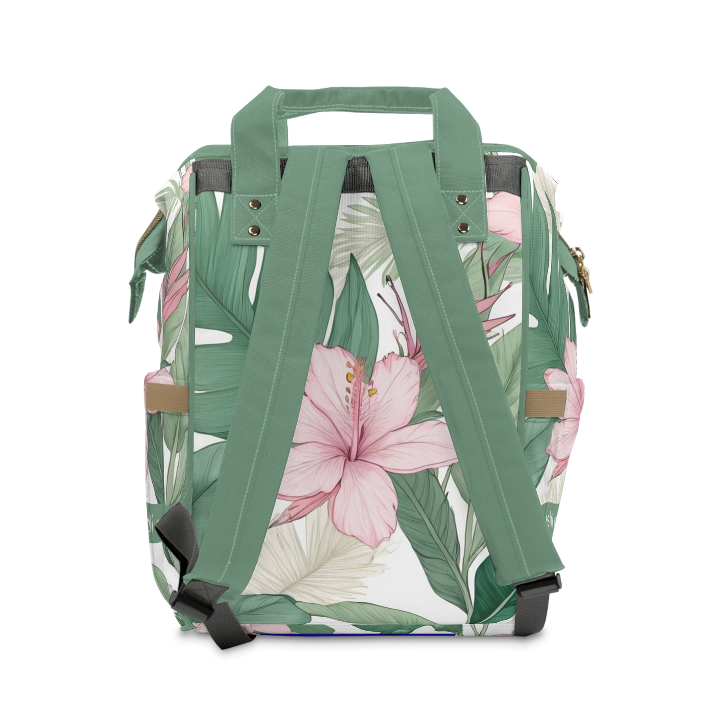 Girls Diaper Bag Personalized Tropical Baby Bag Pink Hibiscus Waterproof Backpack