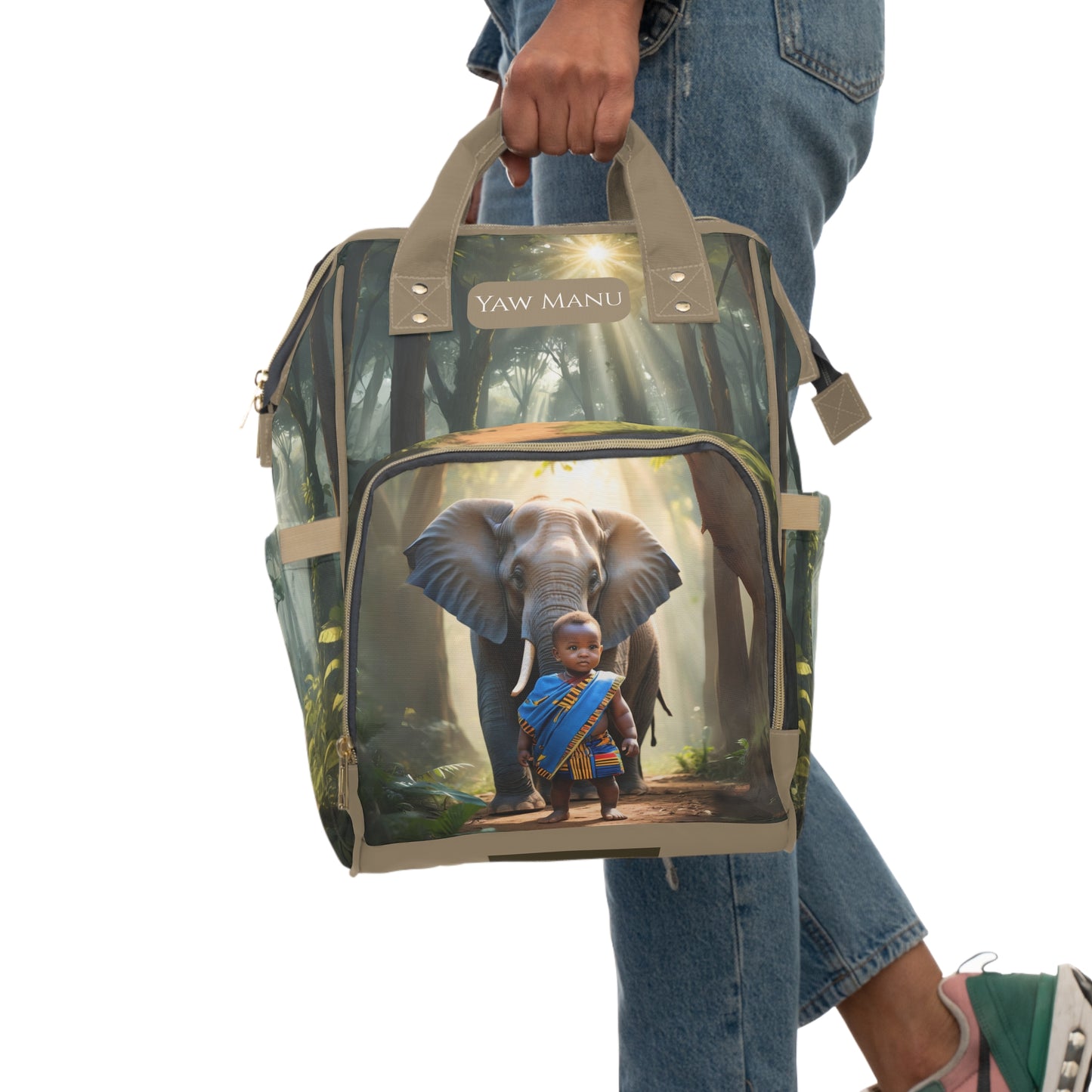 Boys Ghanaian Kente – Elephant Prince Diaper Bag (Yaw Manu Edition)