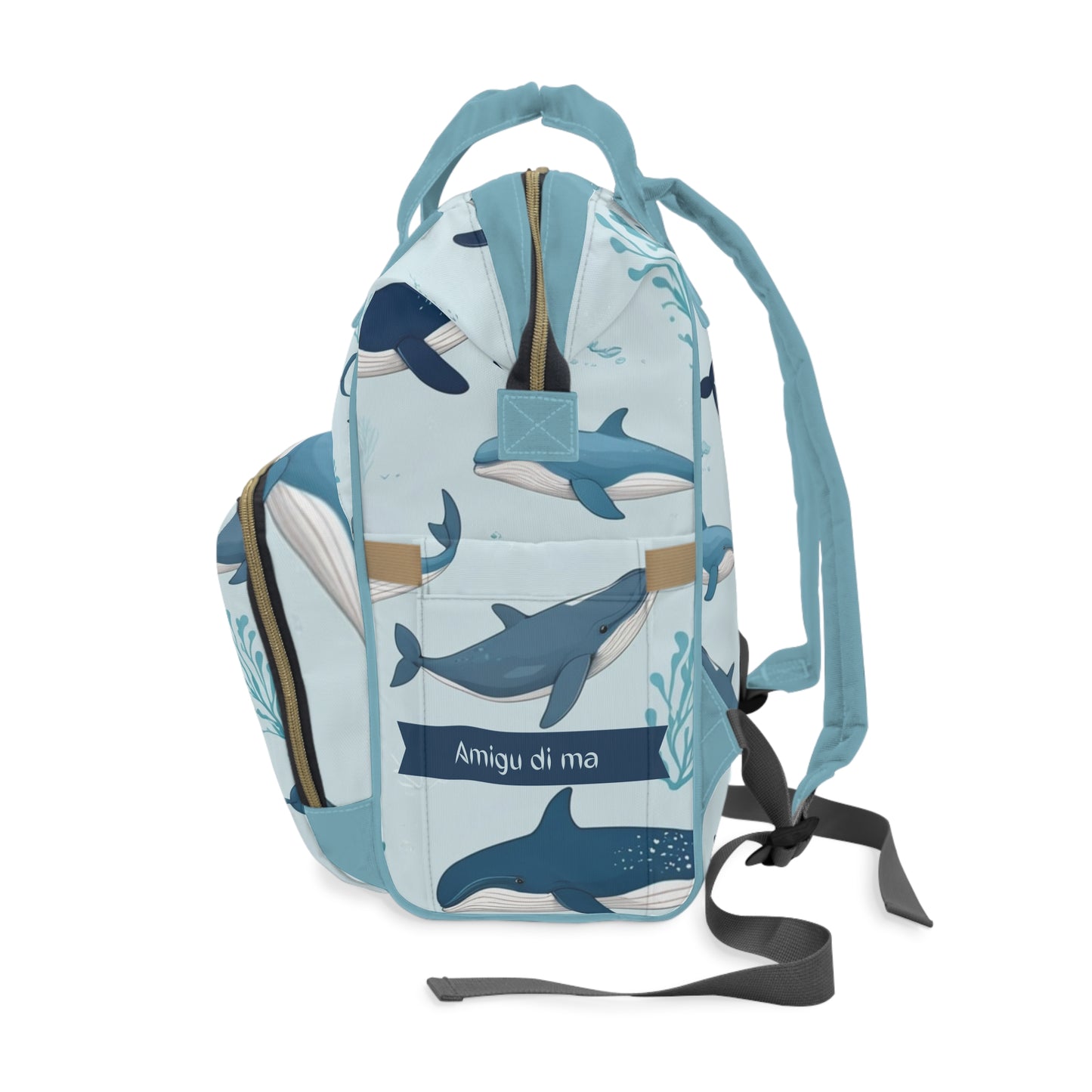Boys Diaper Bag Personalized Aruba Baby Bag Whale Ocean Friends Waterproof Backpack
