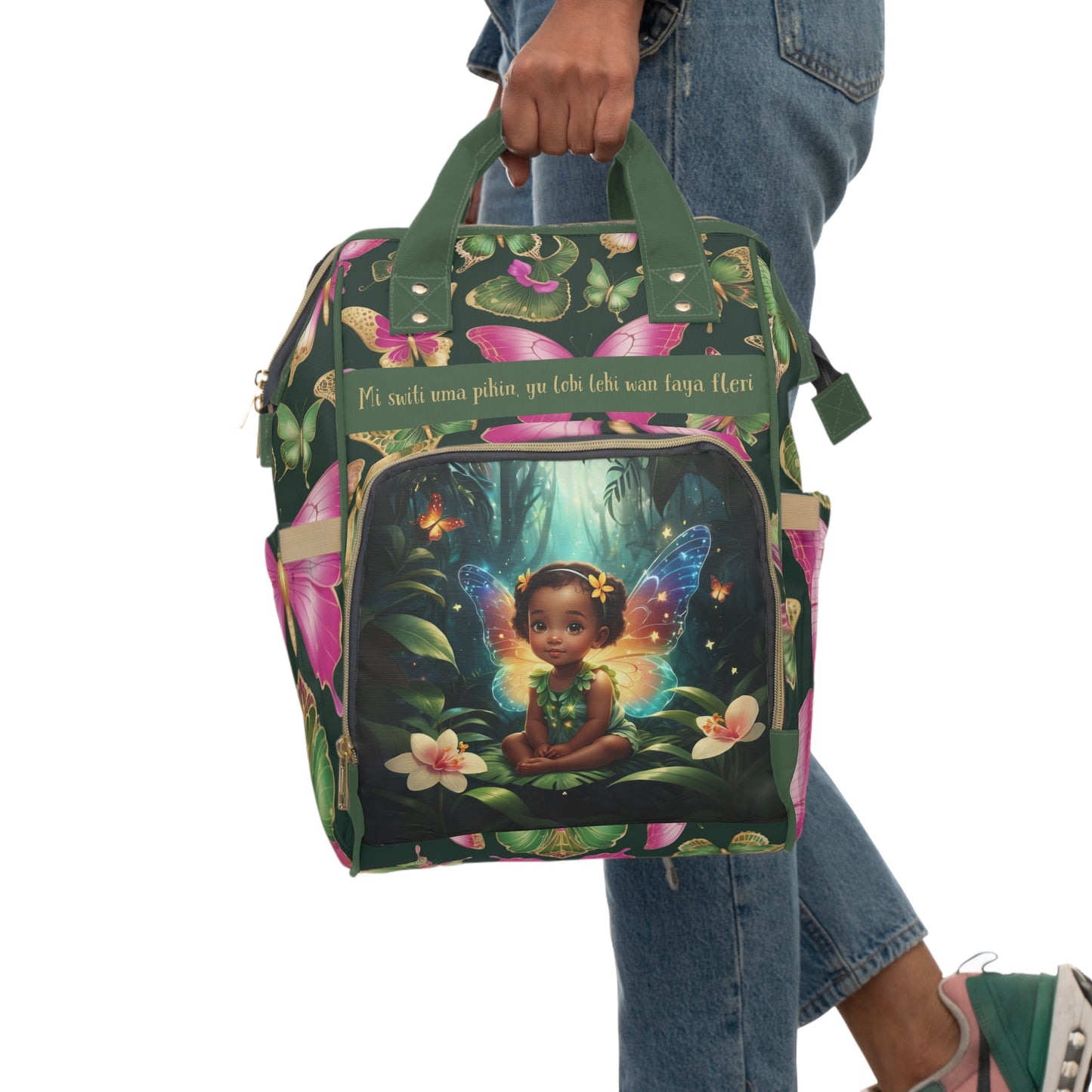 Girls Surinamese Backpack | Personalized Baby Girl Bag with Butterfly Fairy & Quote | Unique Cultural Baby Shower Gift