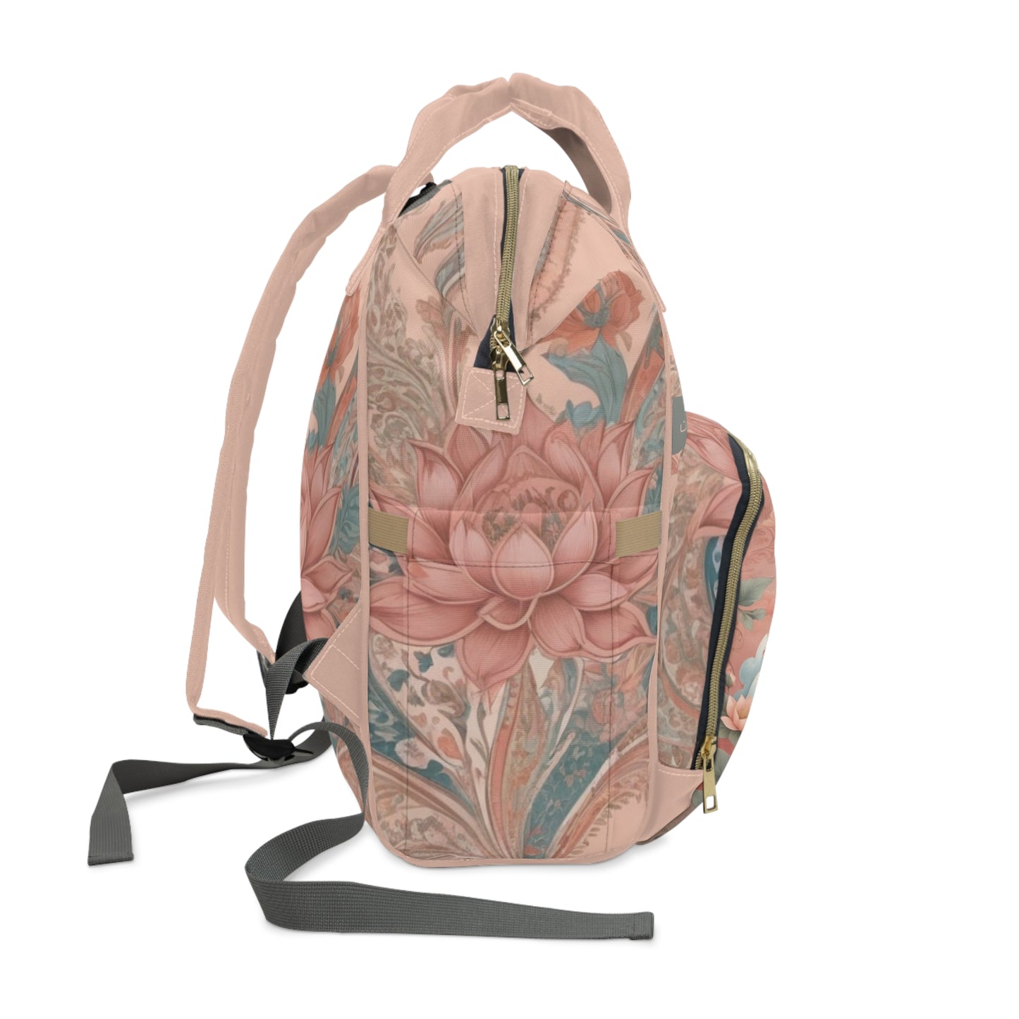 Girls Diaper Bag Personalized Farsi Baby Bag Sleeping Lamb Persian Princess Pink Floral Lotus Clouds