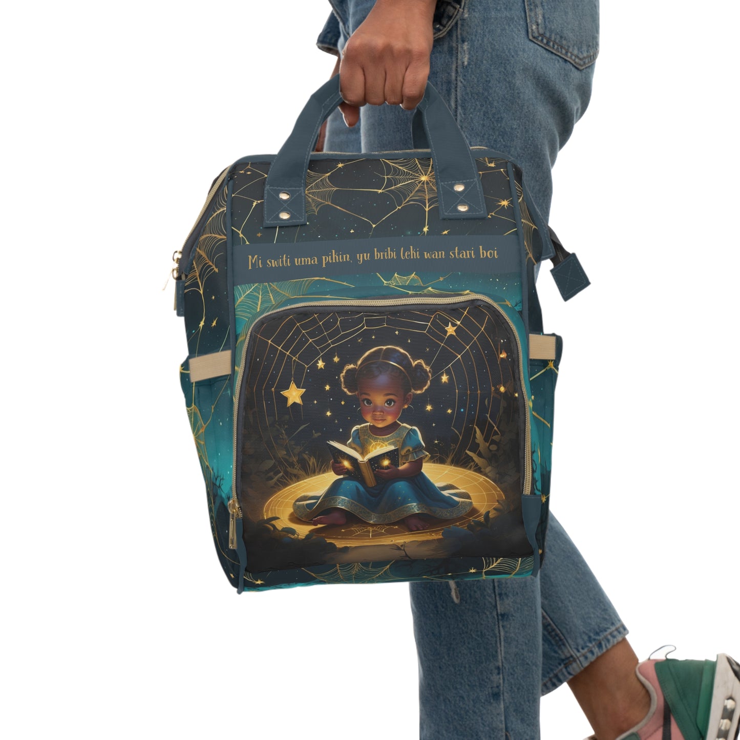 Girls Surinamese Backpack | Personalized Baby Girl Bag with Starry Night & Book Quote | Unique Cultural Baby Shower Gift