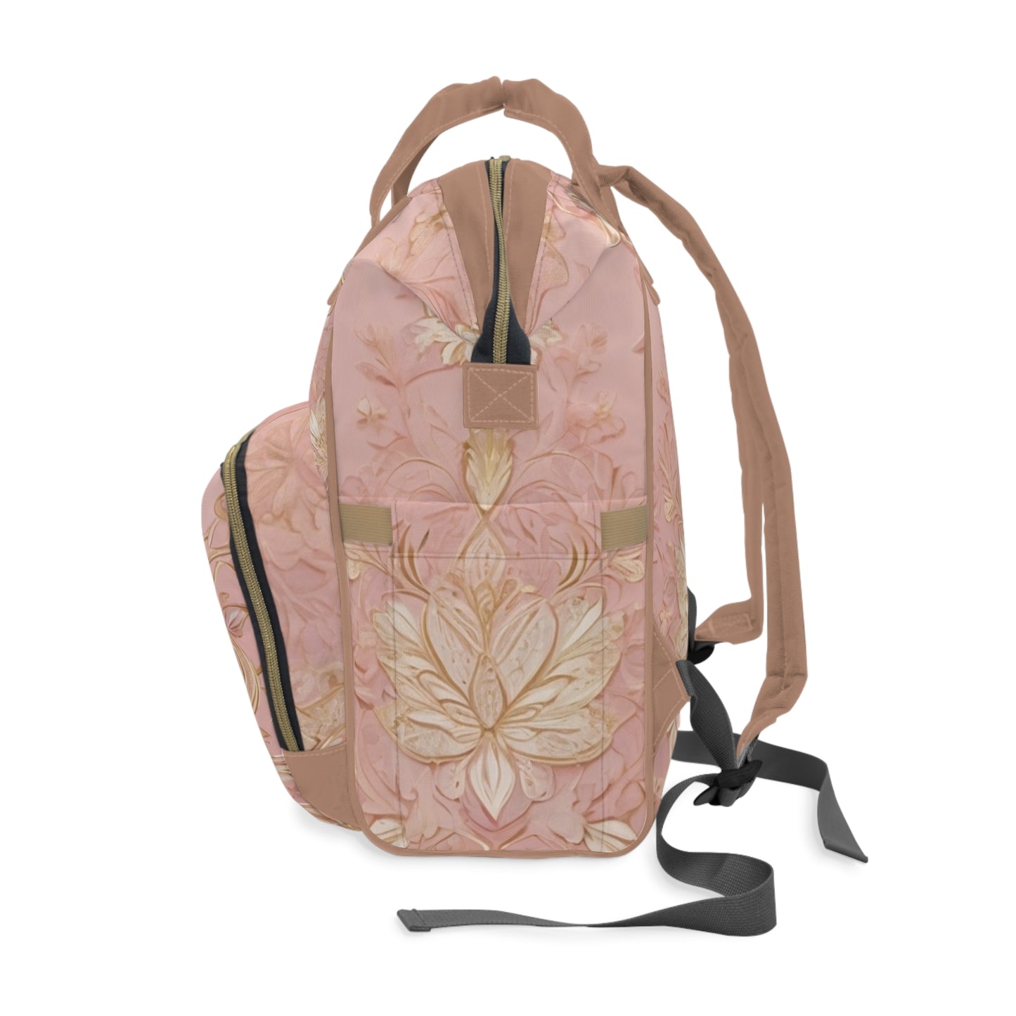 Girls Diaper Bag Habibti My Darling Blush Pink Gold Floral Personalized Arabic Backpack