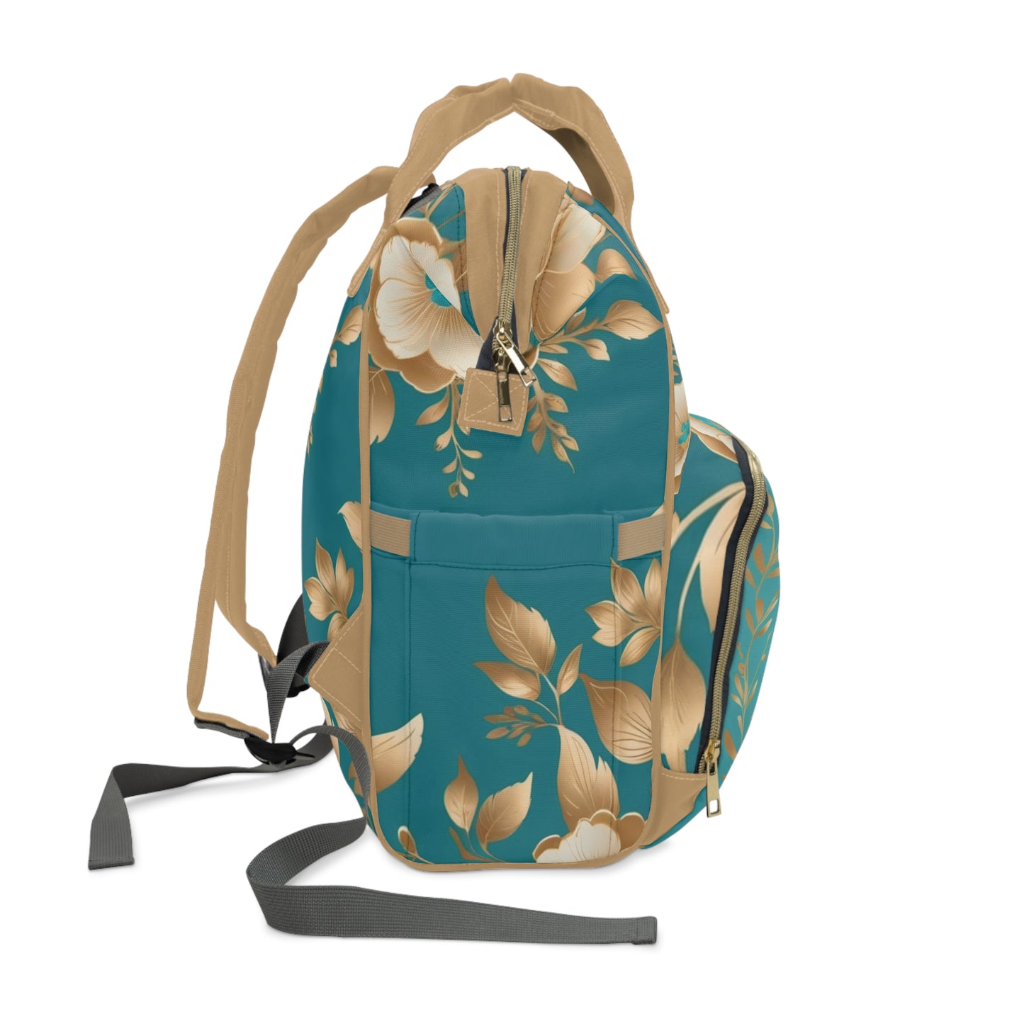 Girls Diaper Bag Personalized Persian Teddy Bear in Turquoise and Gold