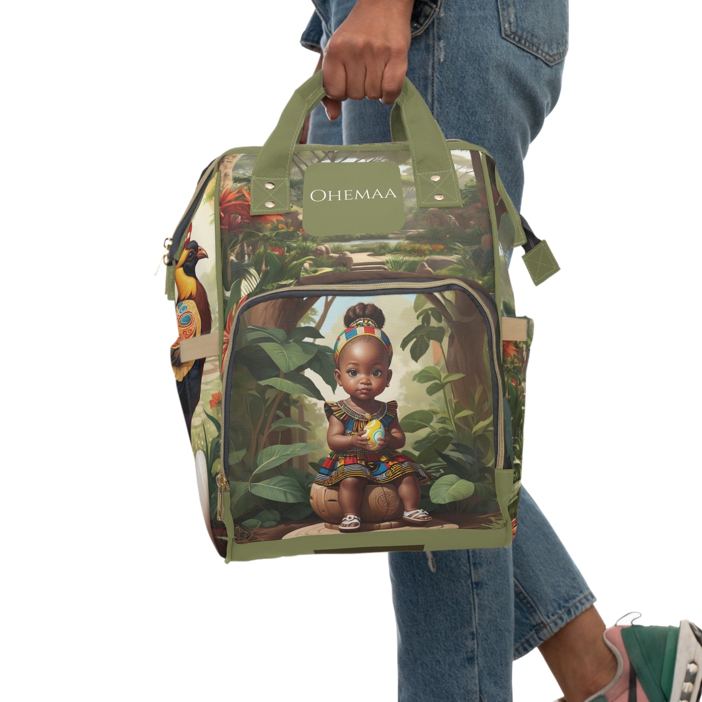 Girl Diaper Bag – Ghanaian Kente Sankofa Princess Edition