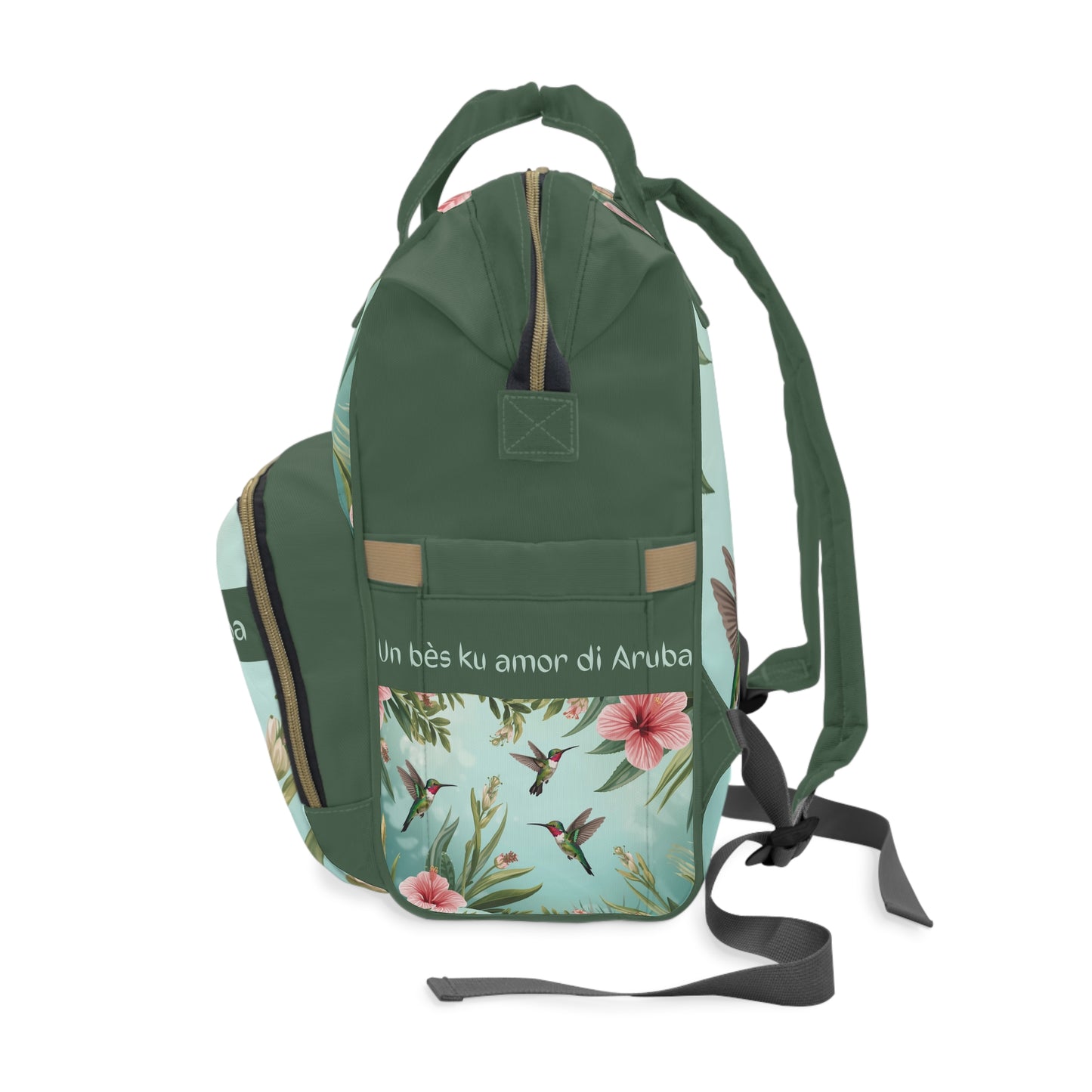 Girls Diaper Bag Personalized Aruba Baby Bag Hummingbird Flowers Waterproof Backpack