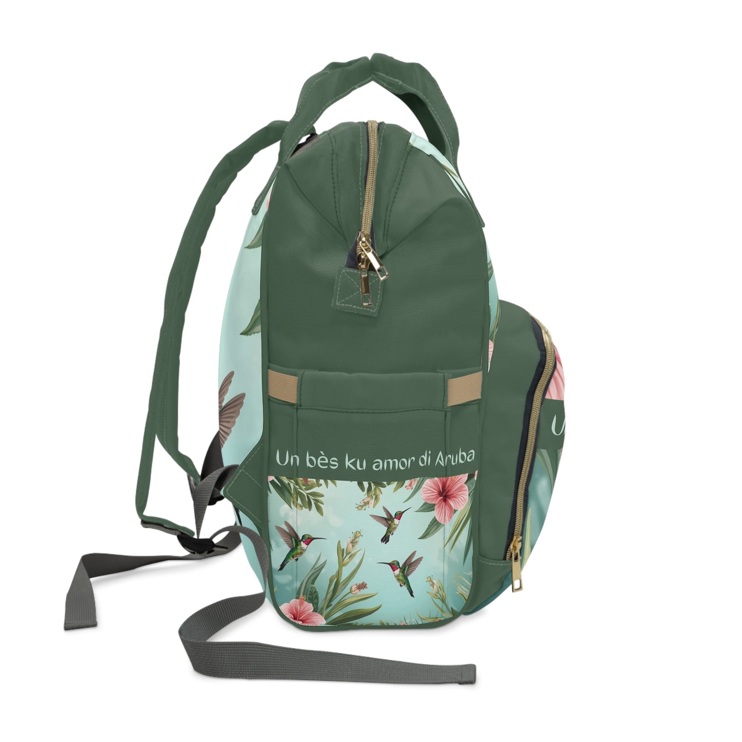 Girls Diaper Bag Personalized Aruba Baby Bag Hummingbird Flowers Waterproof Backpack