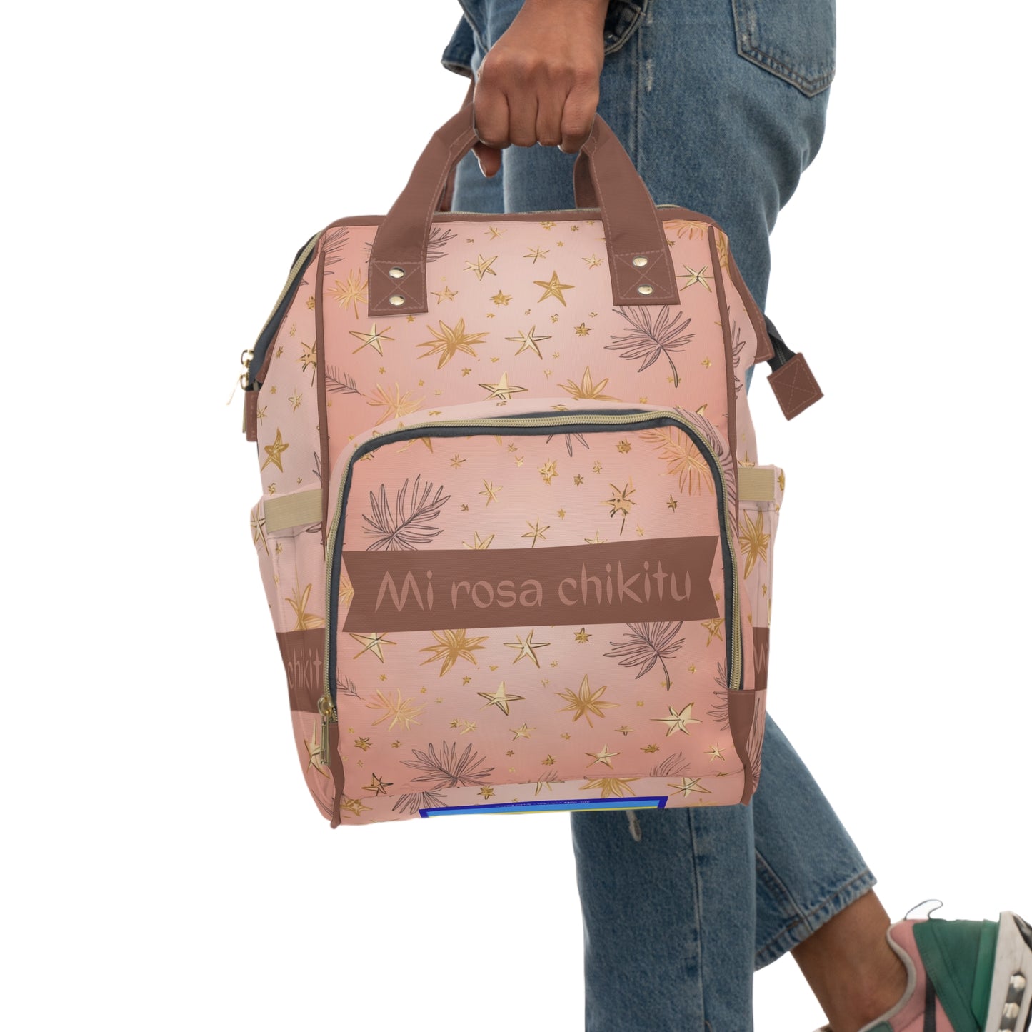 Girls Diaper Bag Personalized Aruba Baby Bag Pink Starflower Waterproof Backpack