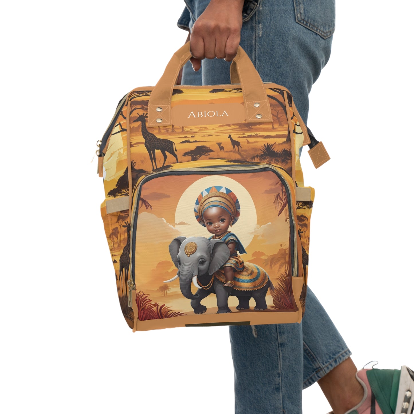 Girl Diaper Bag – Yoruba Princess Safari Edition | Personalized African Baby Backpack