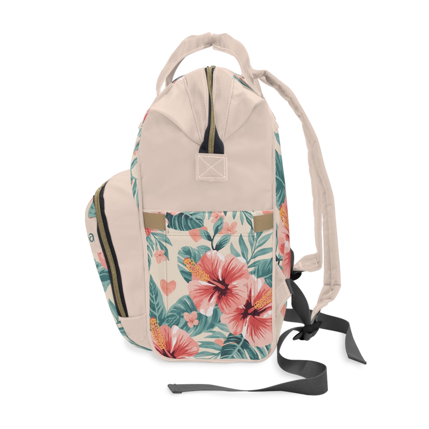 Girls Diaper Bag Personalized Aruba Baby Bag Tropical Hibiscus Waterproof Backpack