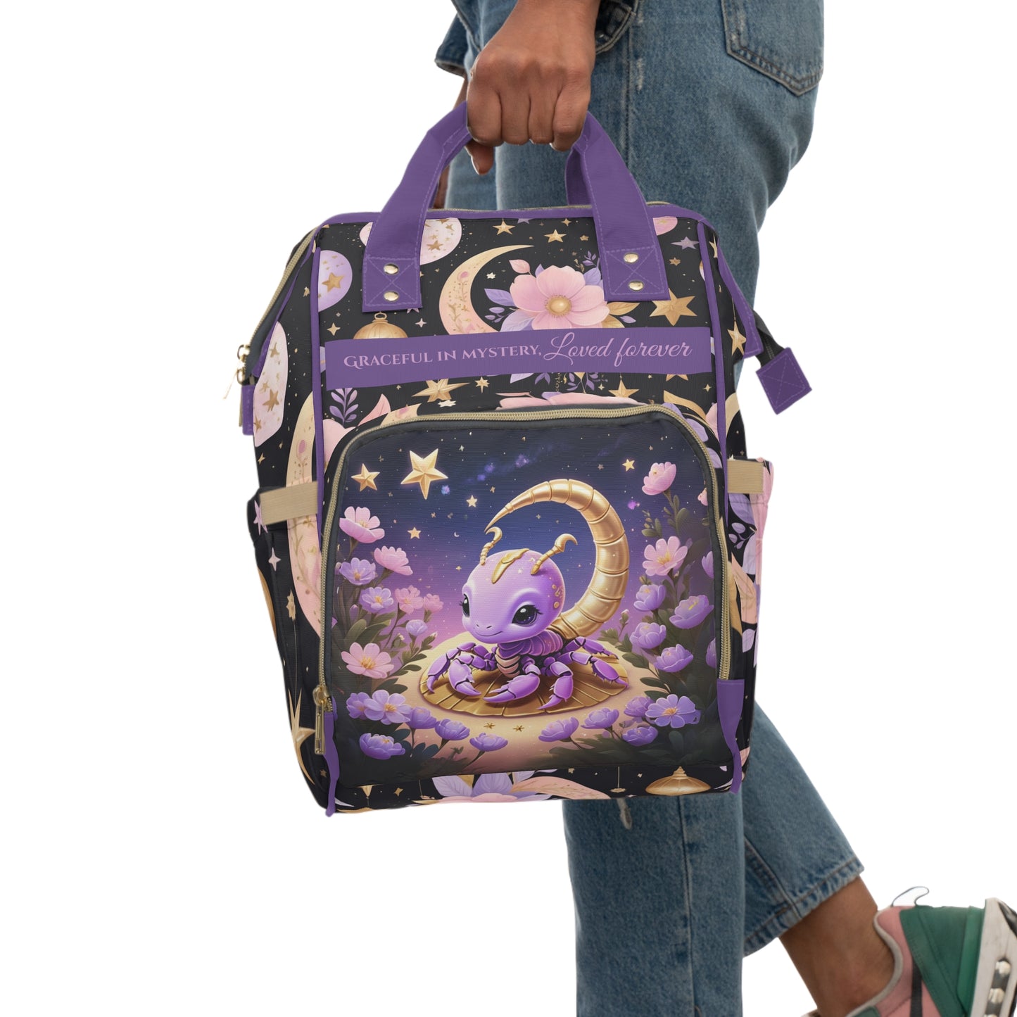 Girls Zodiac Backpack Scorpio | Personalized Baby Girl Bag with Scorpion & Zodiac Quote | Unique Astrology Baby Shower Gift